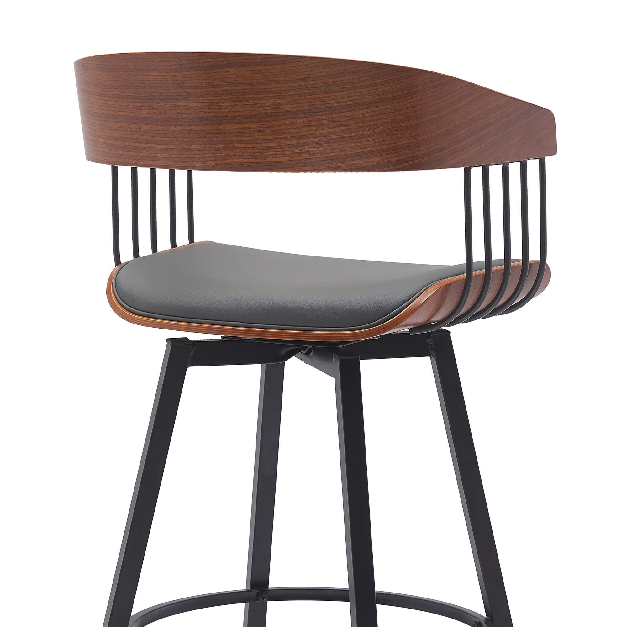Athena Swivel Counter Stool, Gray/Walnut/Black, large