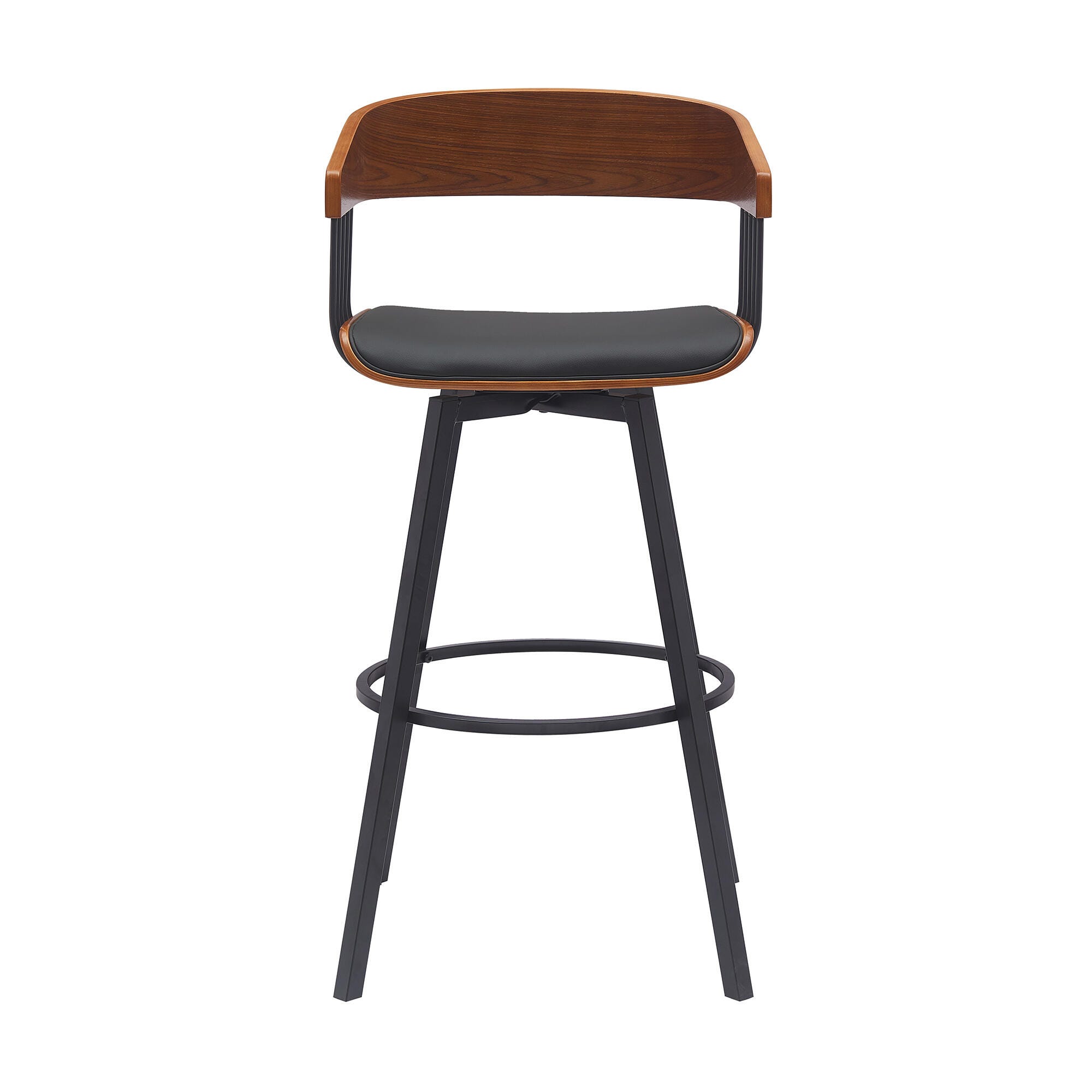 Athena Swivel Bar Stool, Black/Walnut, large