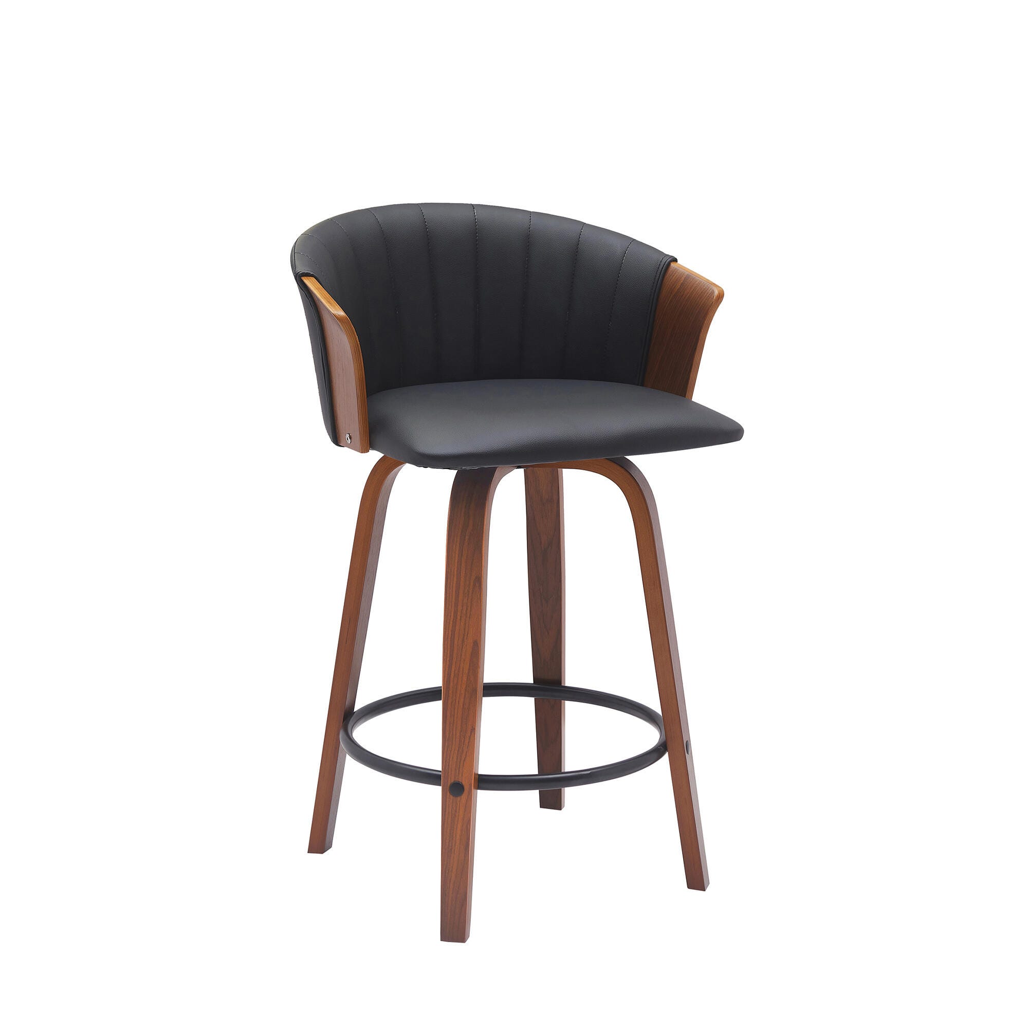 Diana Swivel Counter Stool, Black/Walnut, large