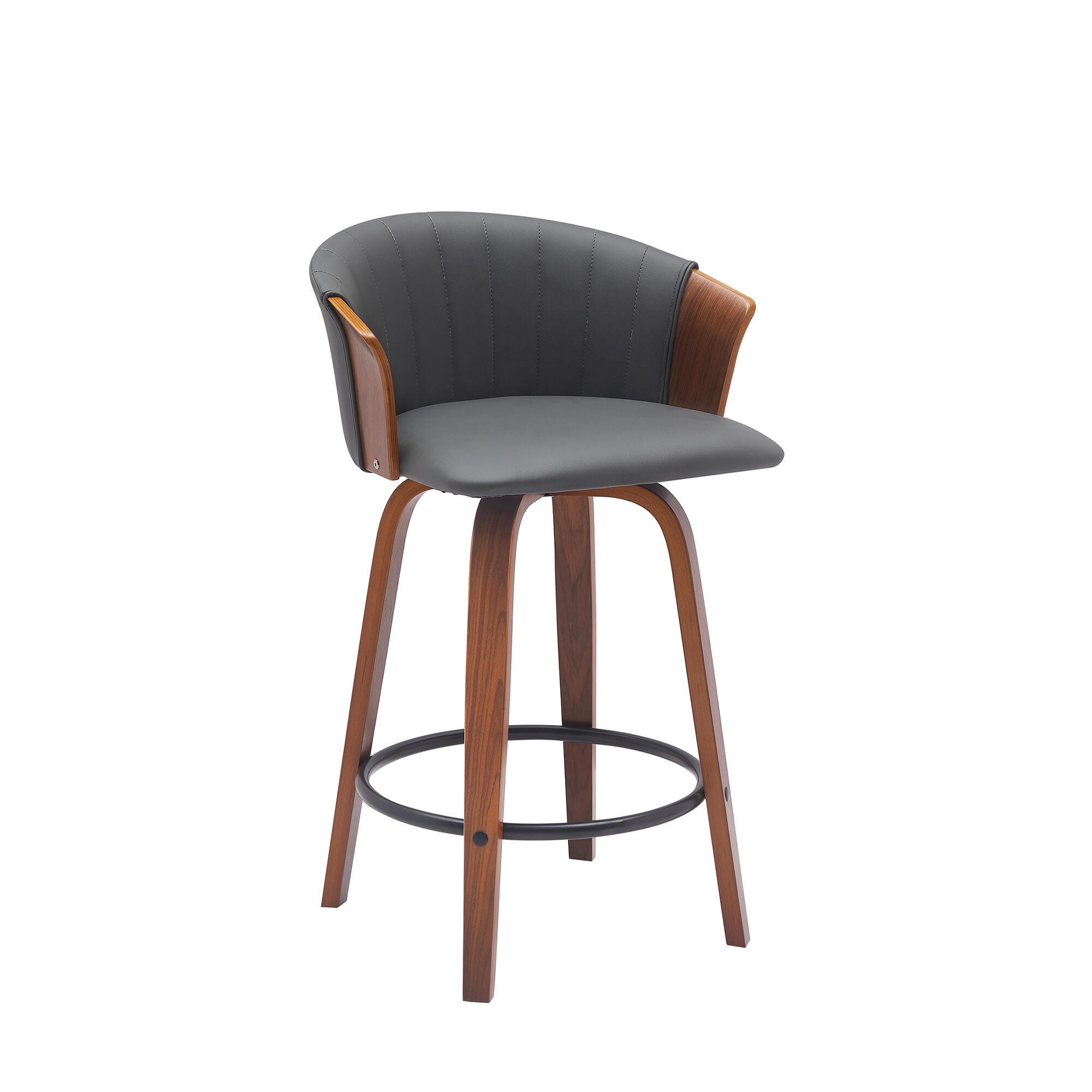 Diana Swivel Counter Stool, Gray/Walnut/Black, large