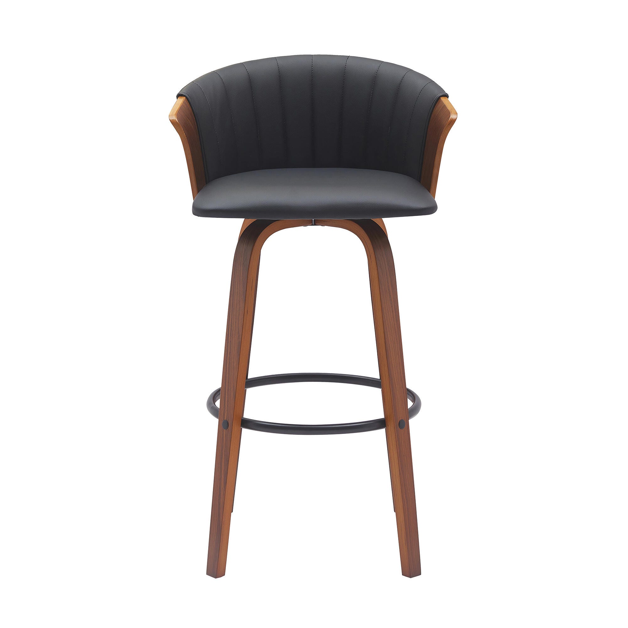 Diana Swivel Bar Stool, Black/Walnut, large