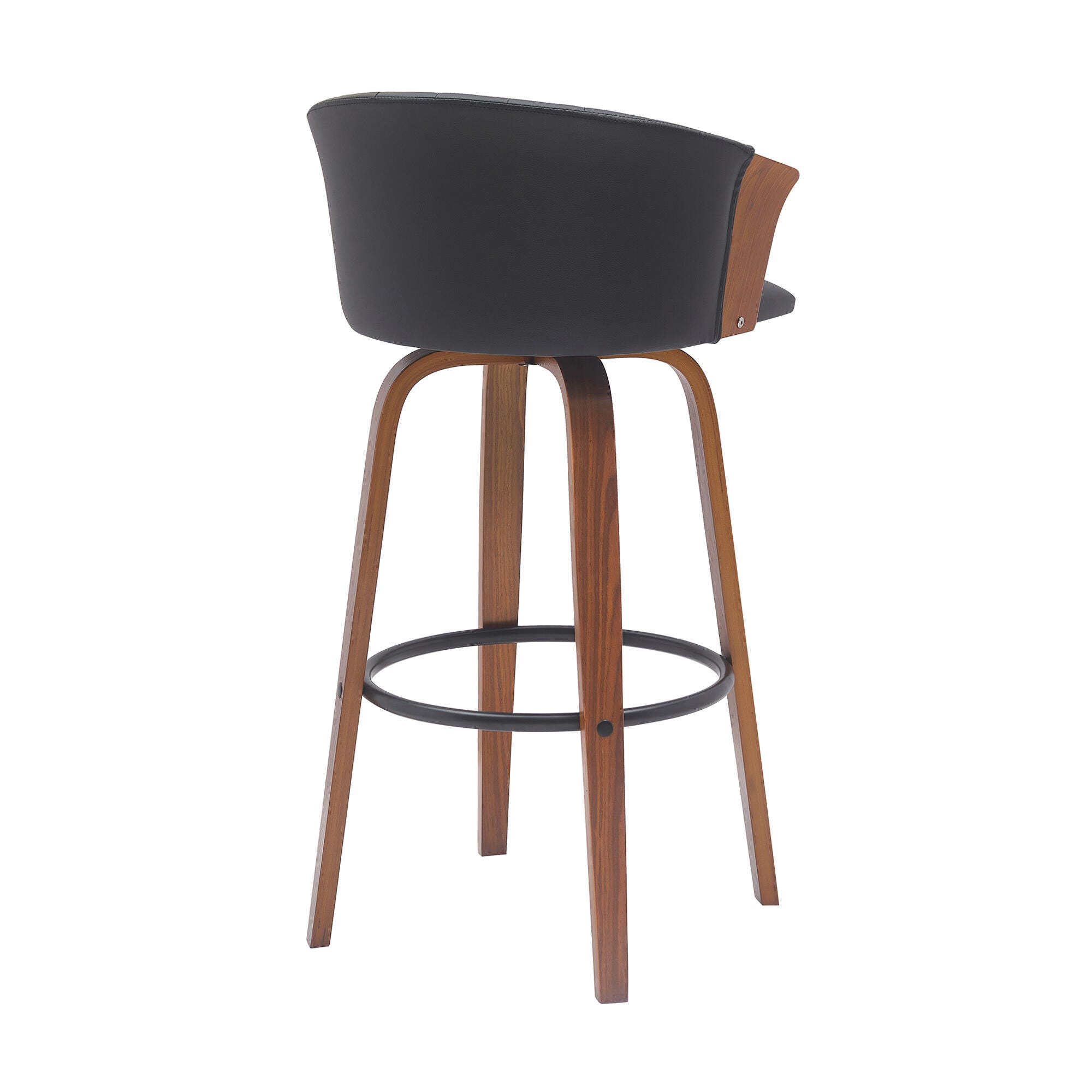 Diana Swivel Bar Stool, Black/Walnut, large