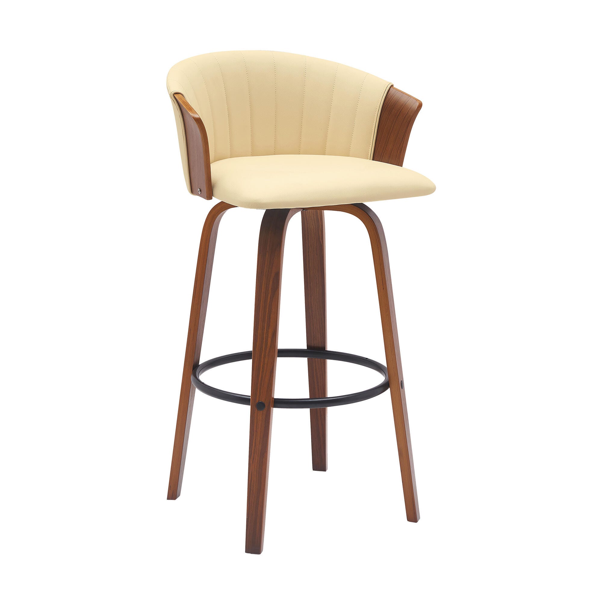 Diana Swivel Bar Stool, Cream/Walnut/Black, large