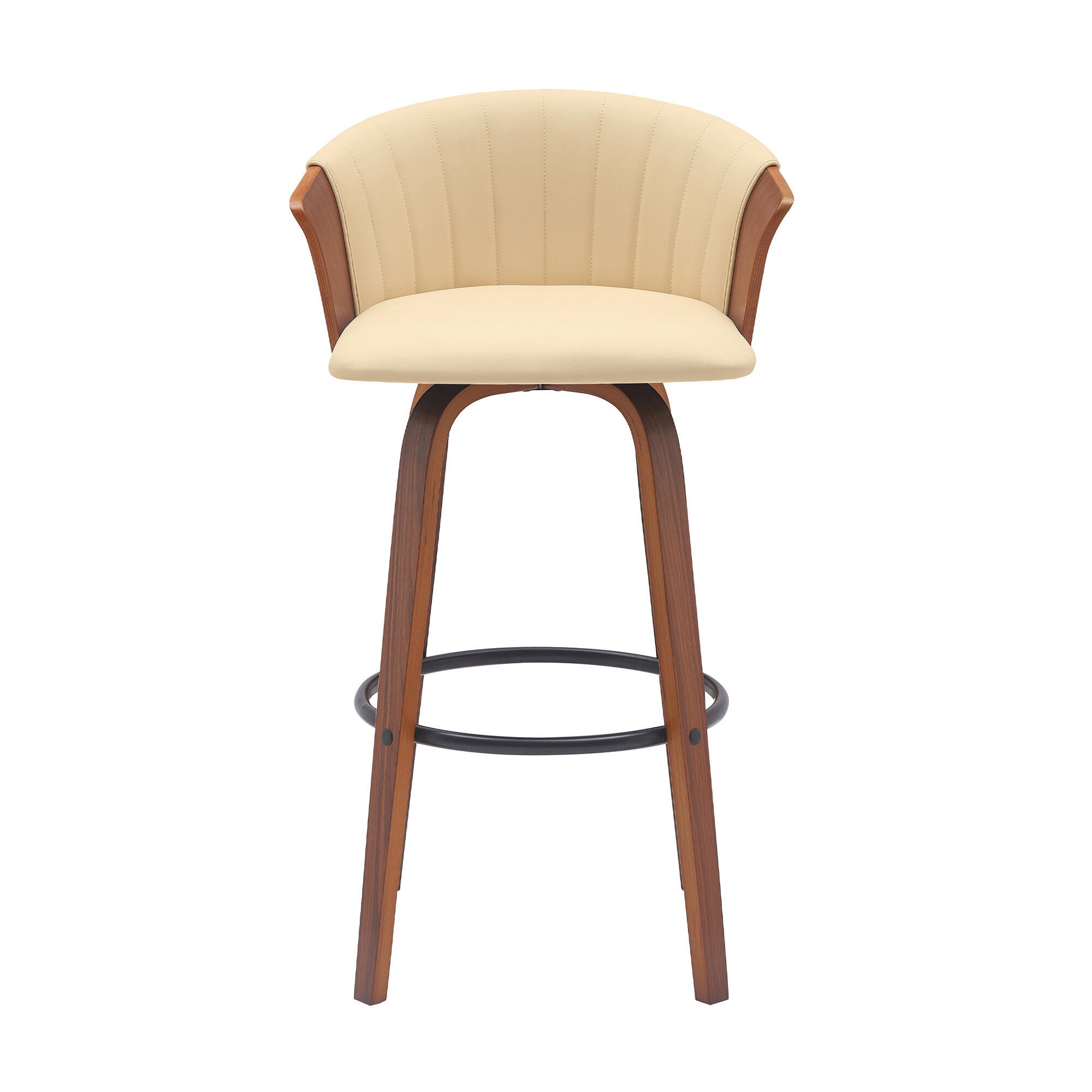 Diana Swivel Bar Stool, Cream/Walnut/Black, large