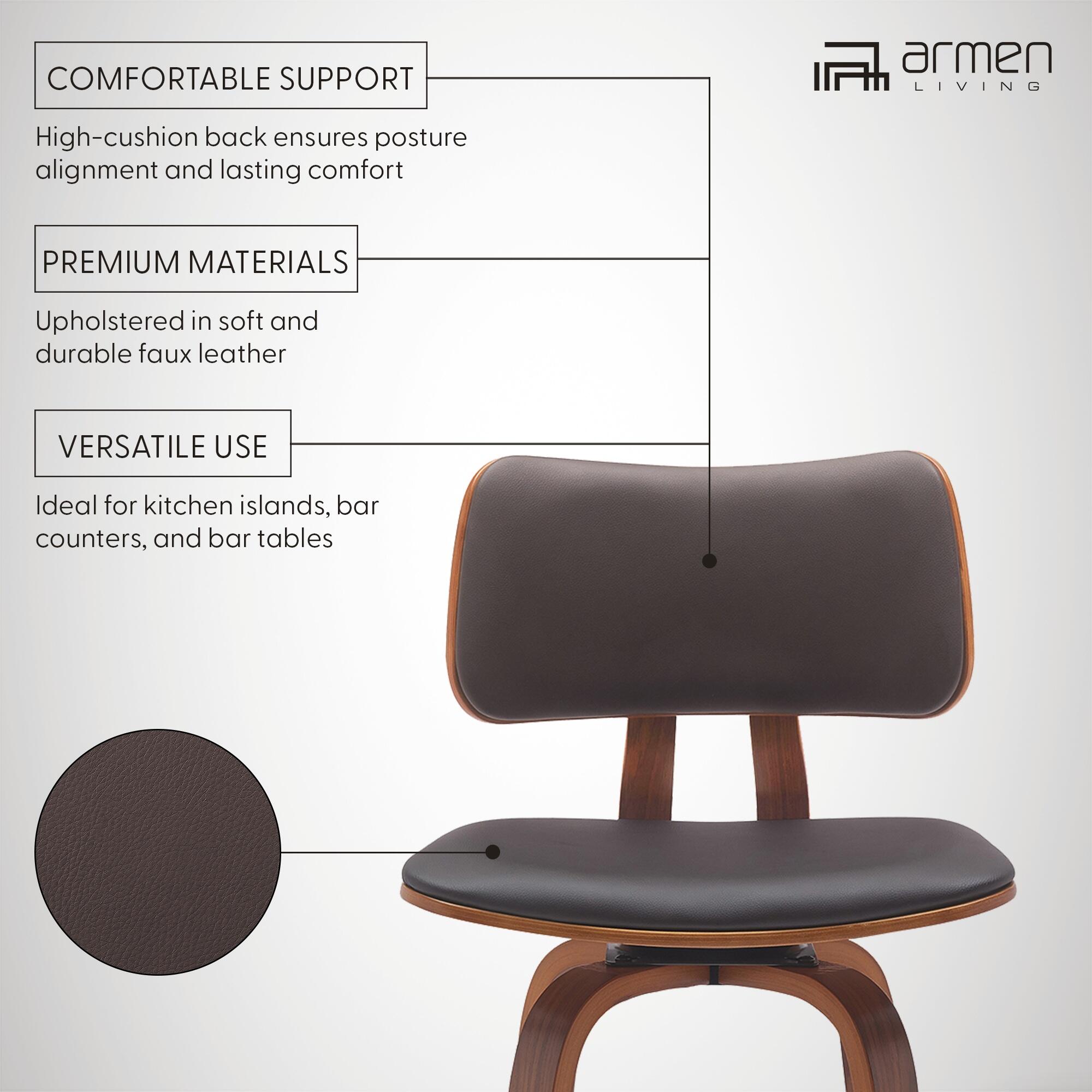 Pico Swivel Counter Stool, Brown/Walnut/Chrome, large