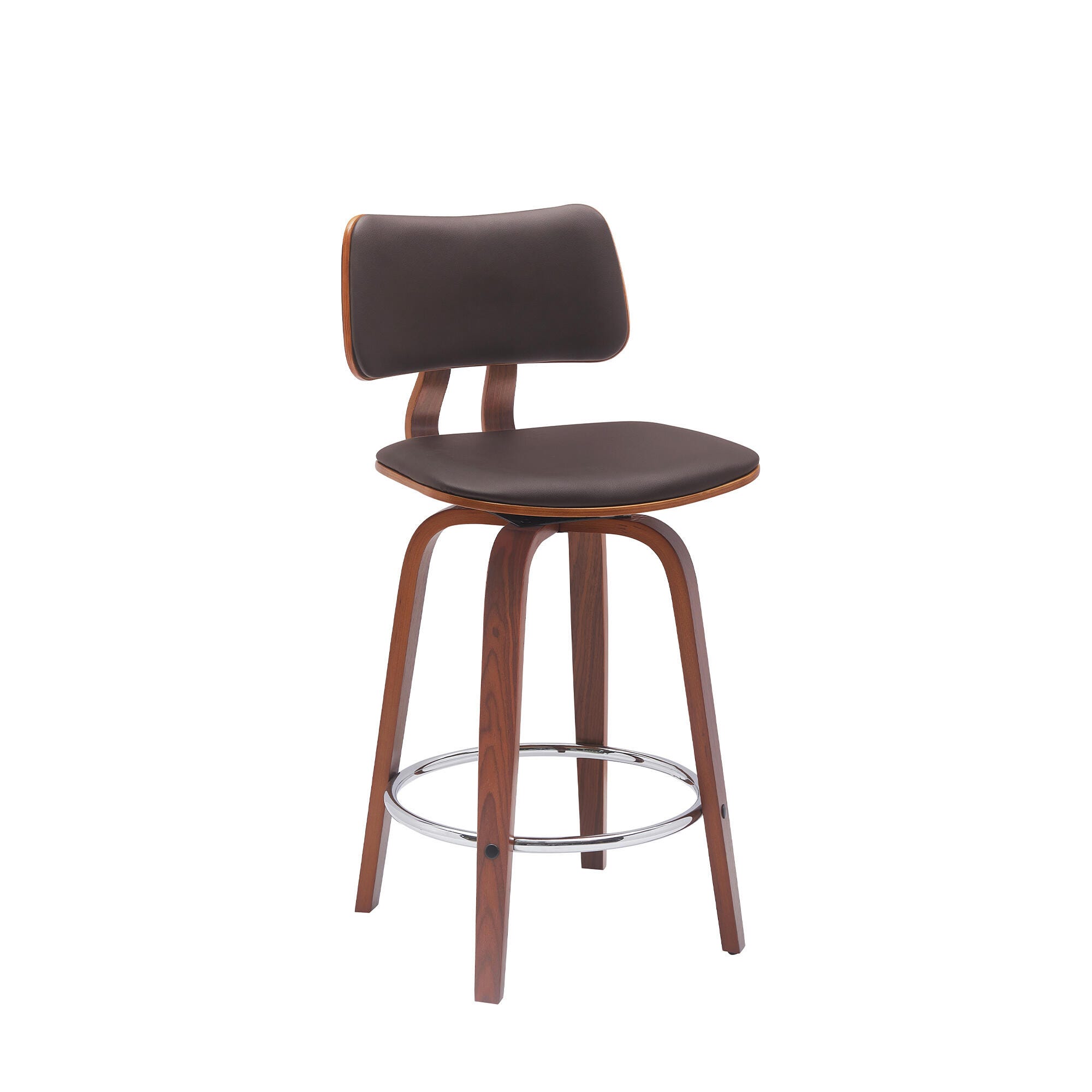 Pico Swivel Counter Stool, Brown/Walnut/Chrome, large
