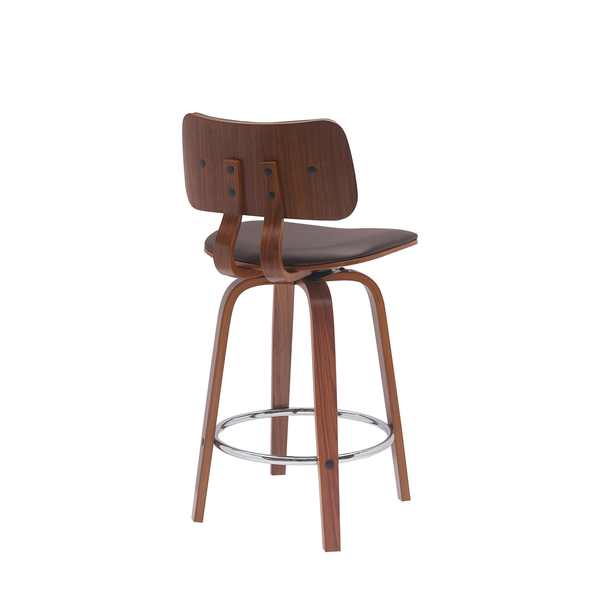 Pico Swivel Counter Stool, Brown/Walnut/Chrome, large