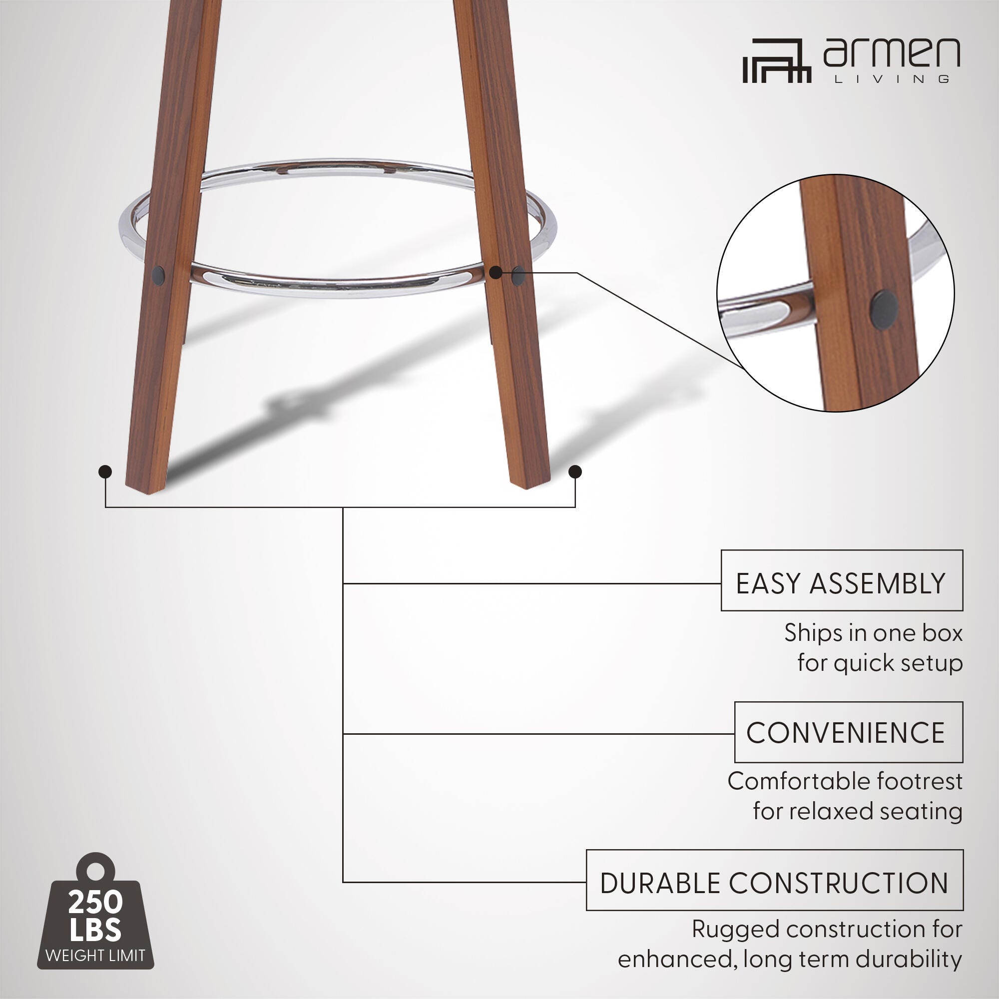 Pico Swivel Counter Stool, Cream/Walnut/Chrome, large