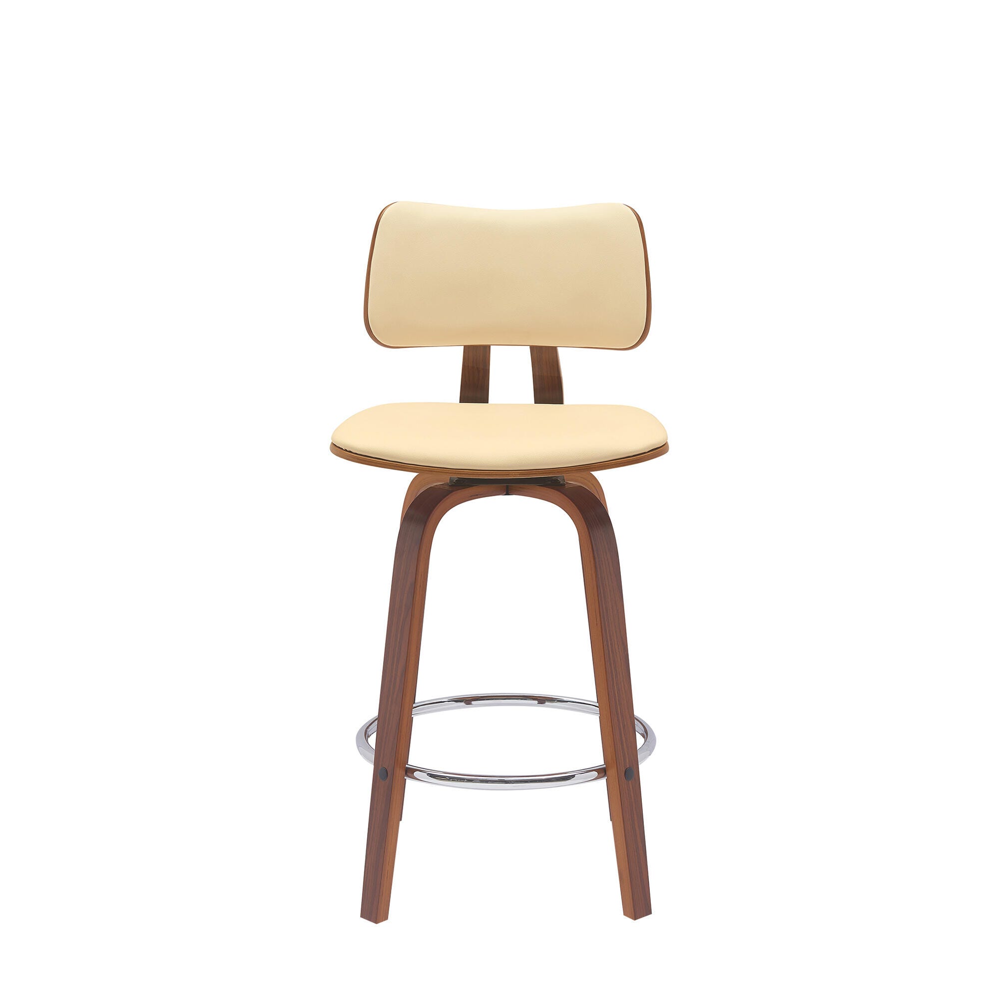 Pico Swivel Counter Stool, Cream/Walnut/Chrome, large