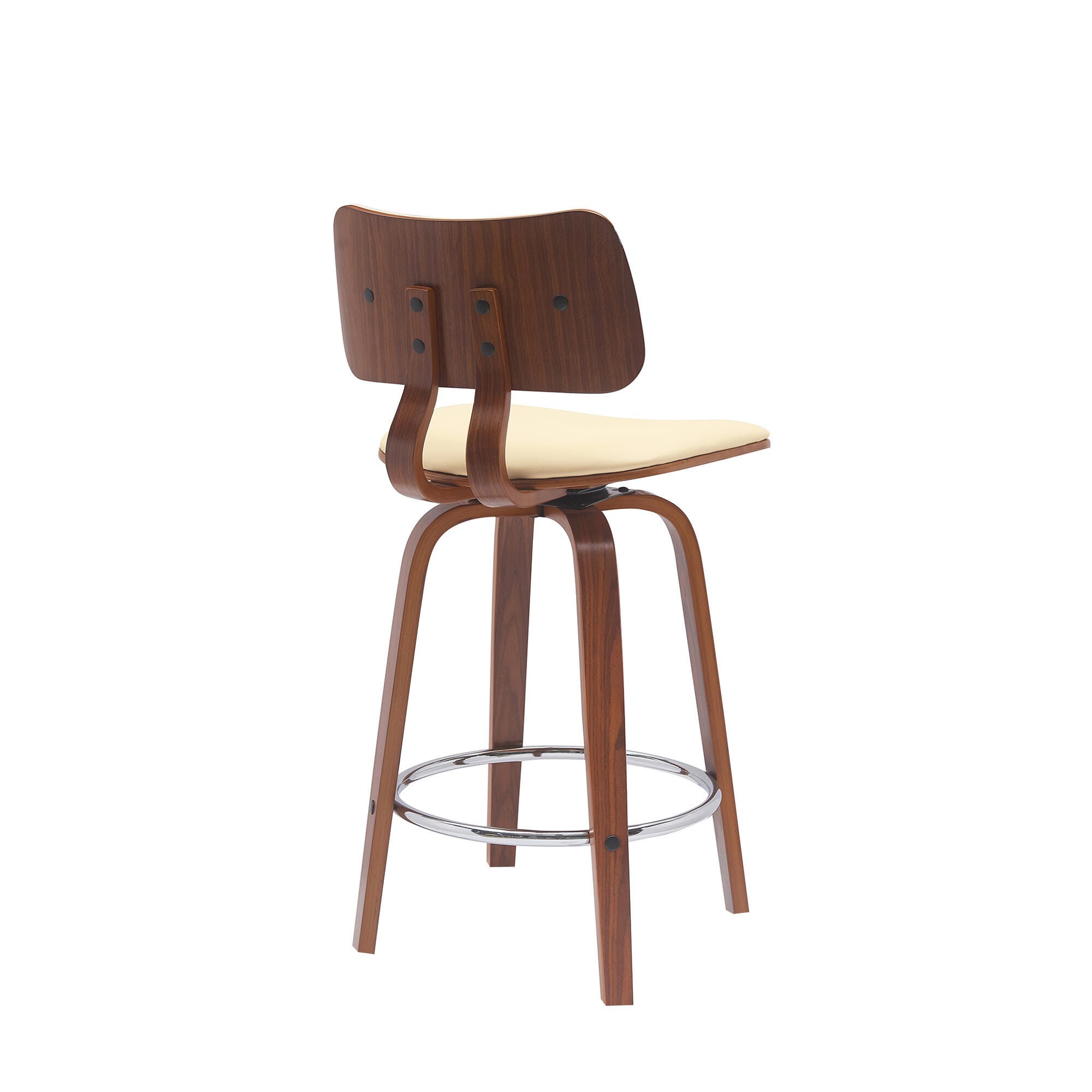 Pico Swivel Counter Stool, Cream/Walnut/Chrome, large