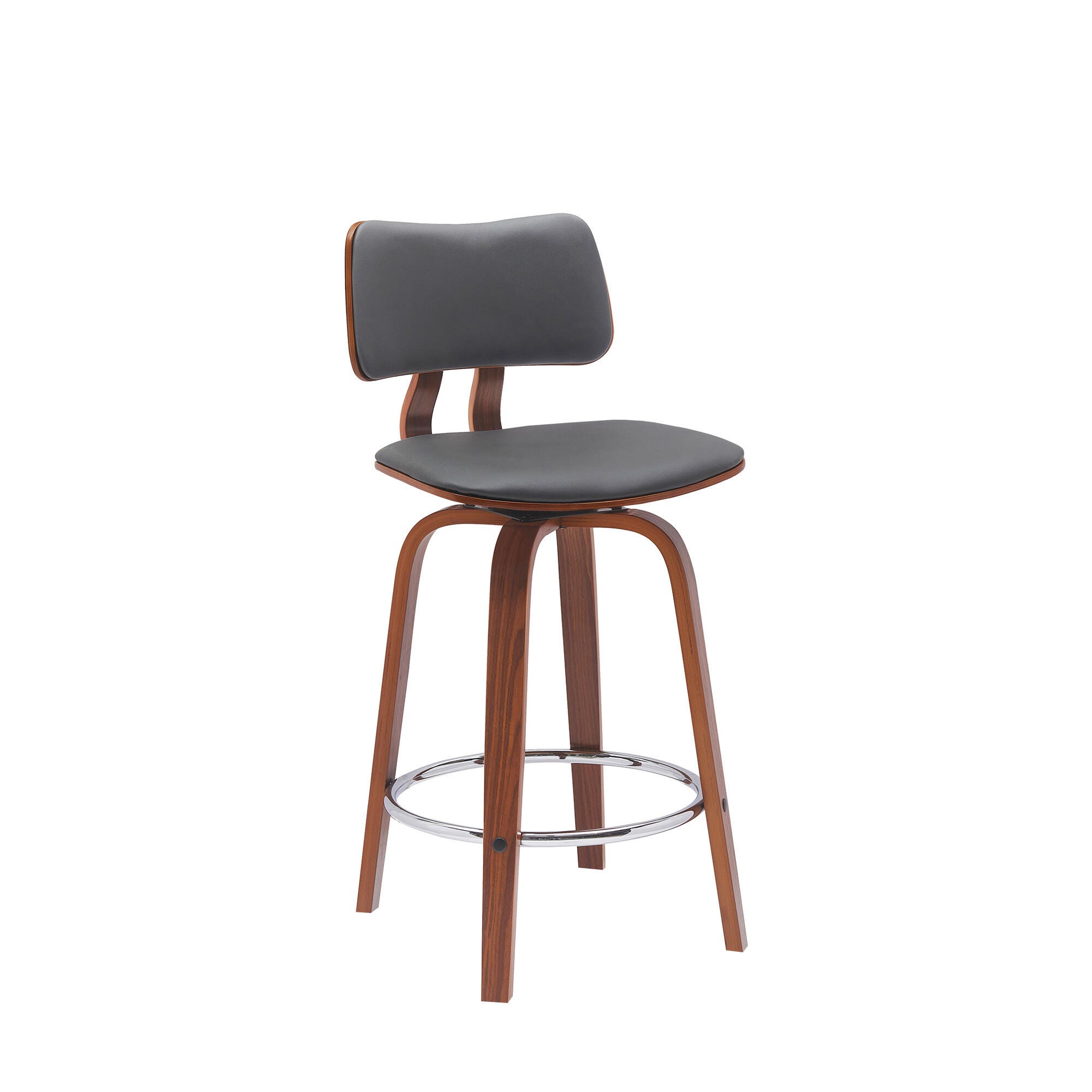 Pico Swivel Counter Stool, Gray/Walnut/Chrome, large