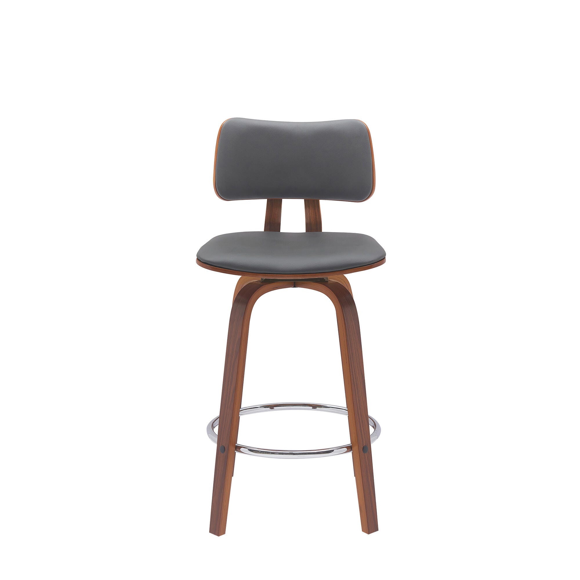 Pico Swivel Counter Stool, Gray/Walnut/Chrome, large