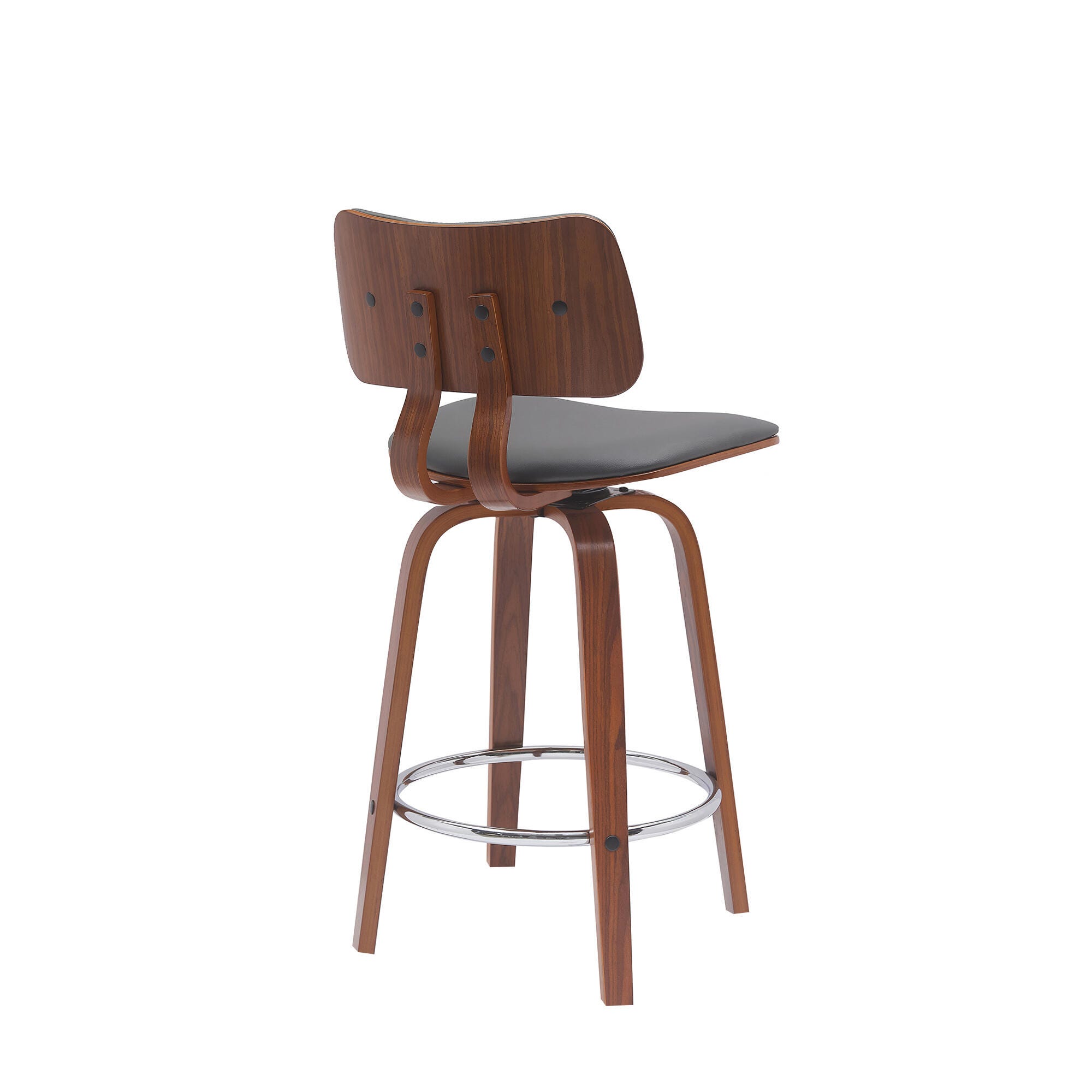 Pico Swivel Counter Stool, Gray/Walnut/Chrome, large