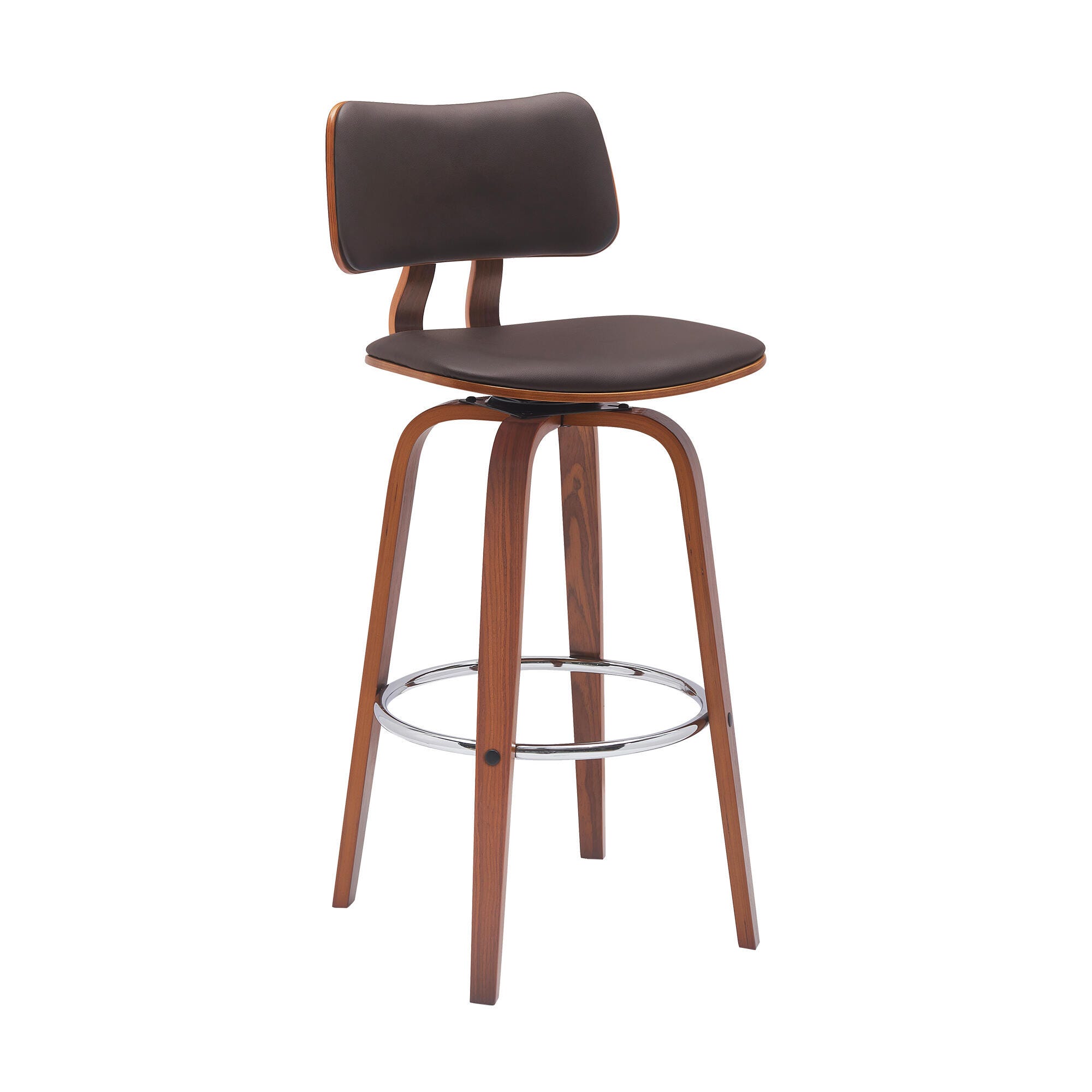 Pico Swivel Bar Stool, Brown/Walnut/Chrome, large