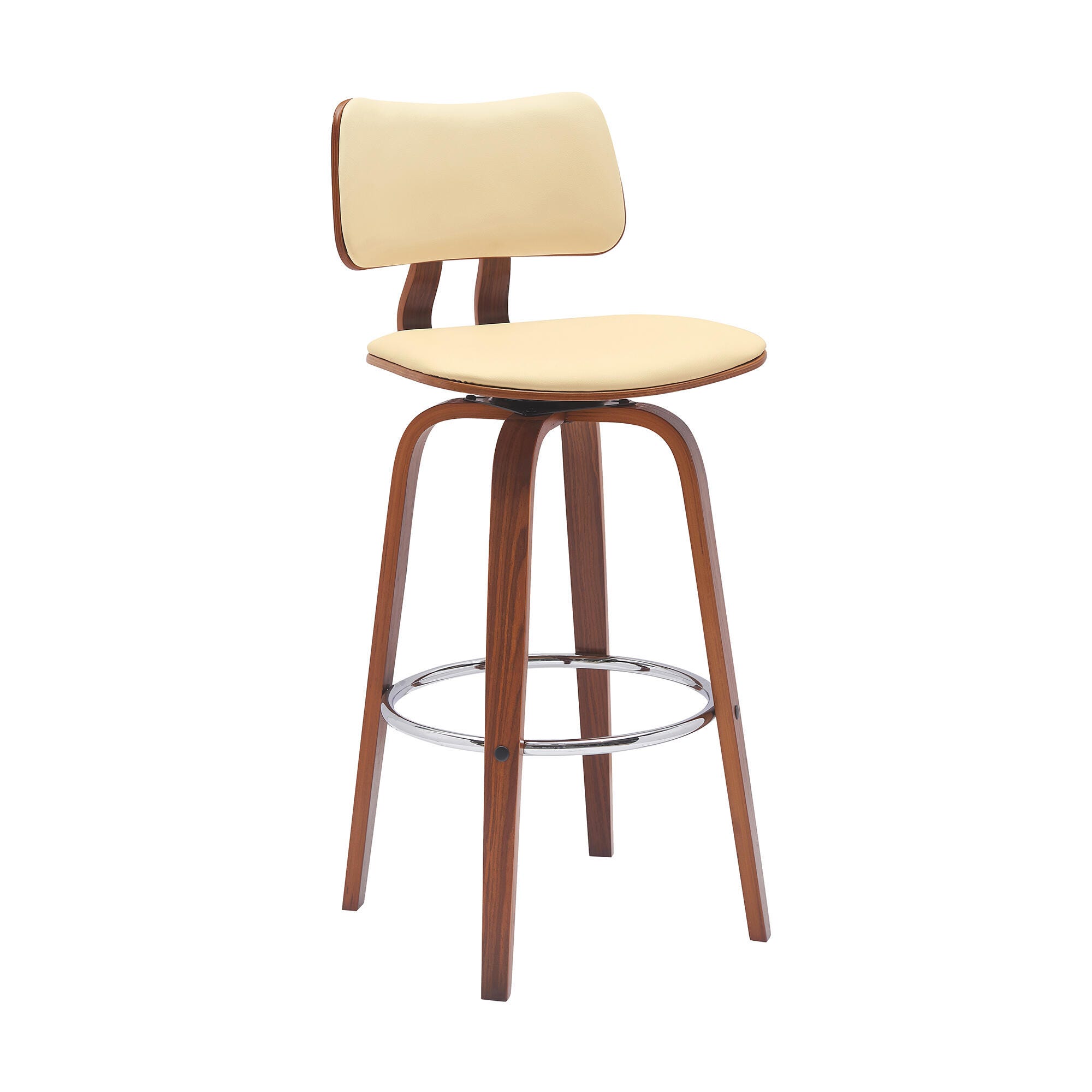 Pico Swivel Bar Stool, Cream/Walnut/Chrome, large
