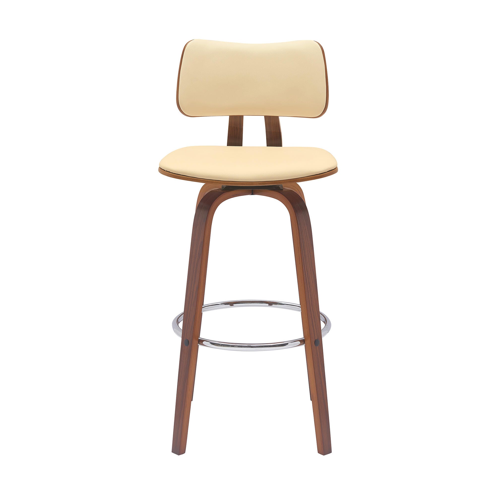 Pico Swivel Bar Stool, Cream/Walnut/Chrome, large