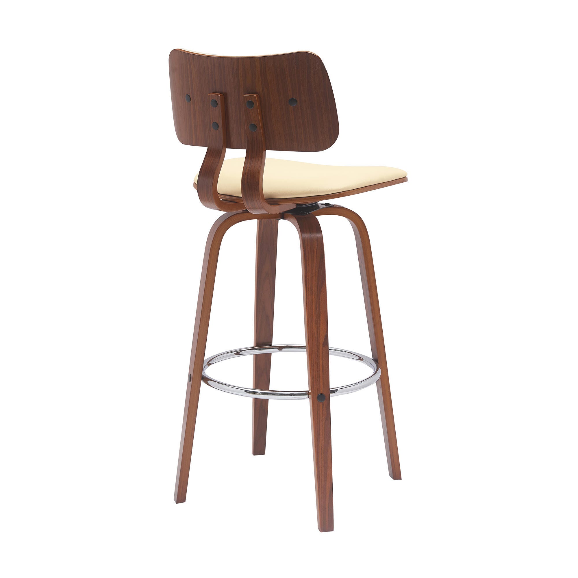 Pico Swivel Bar Stool, Cream/Walnut/Chrome, large