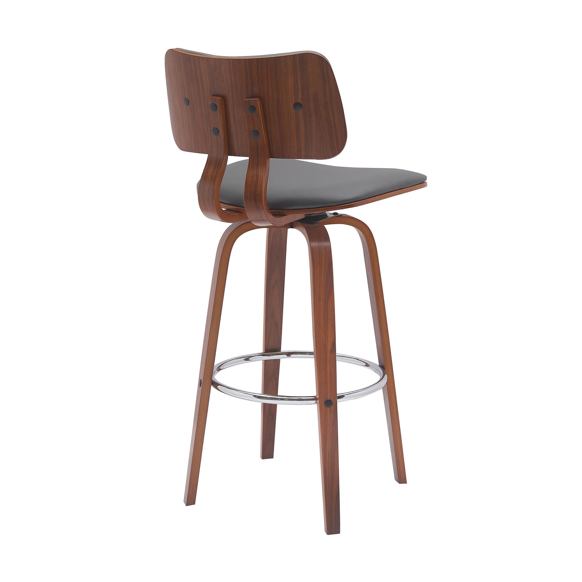 Pico Swivel Bar Stool, Gray/Walnut/Chrome, large