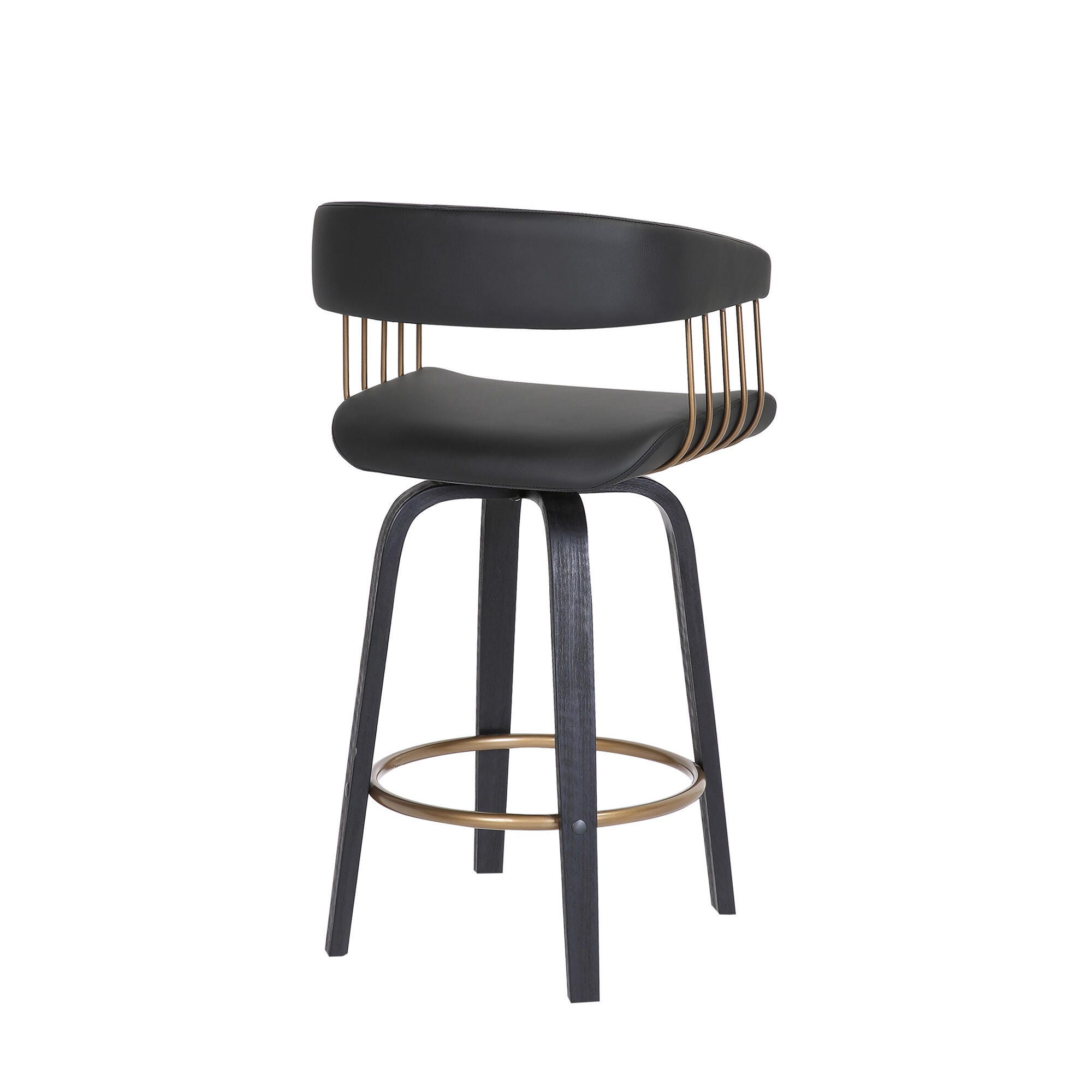 Topanga Swivel Counter Stool, Black/Bronze, large