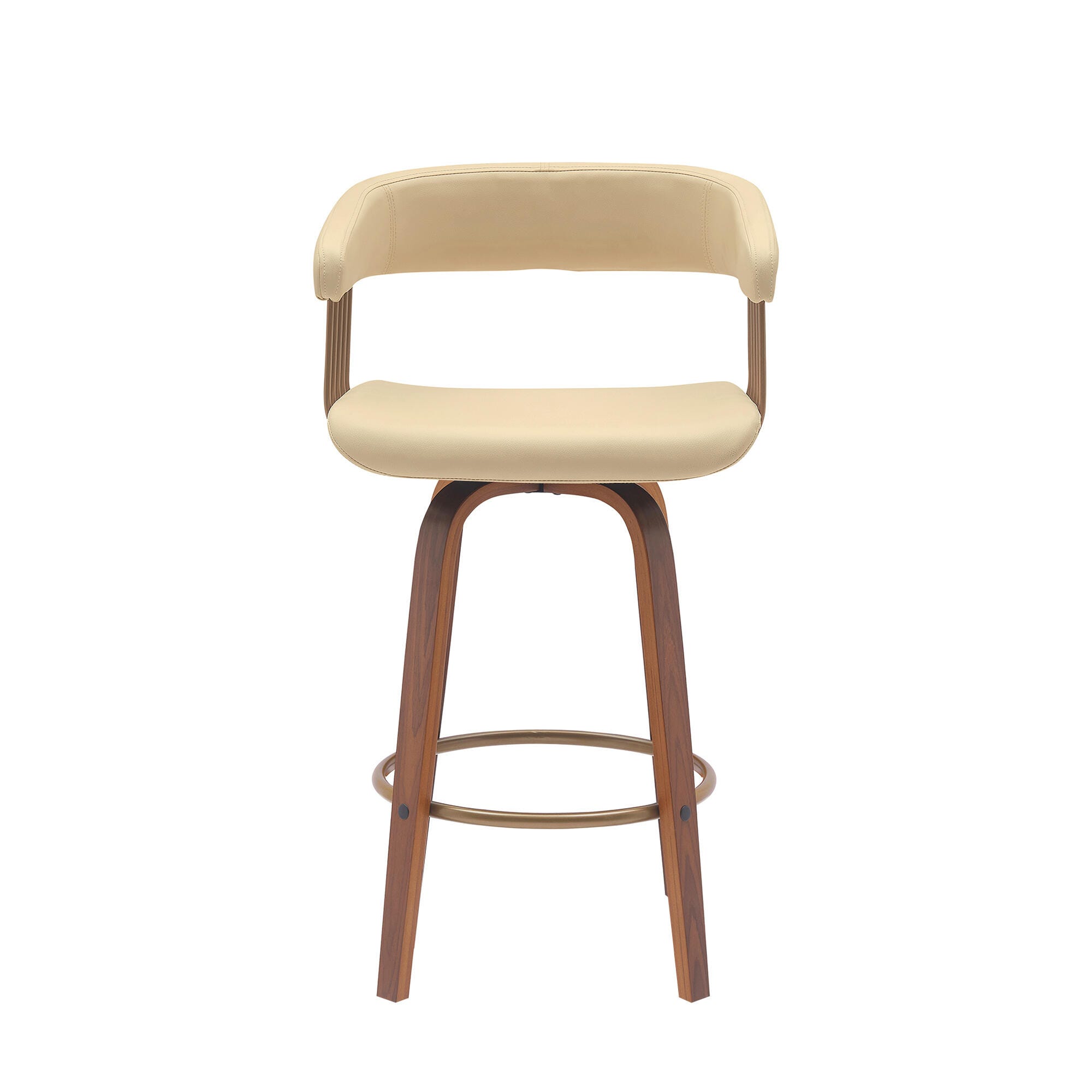 Topanga Swivel Counter Stool, Cream/Walnut/Bronze, large