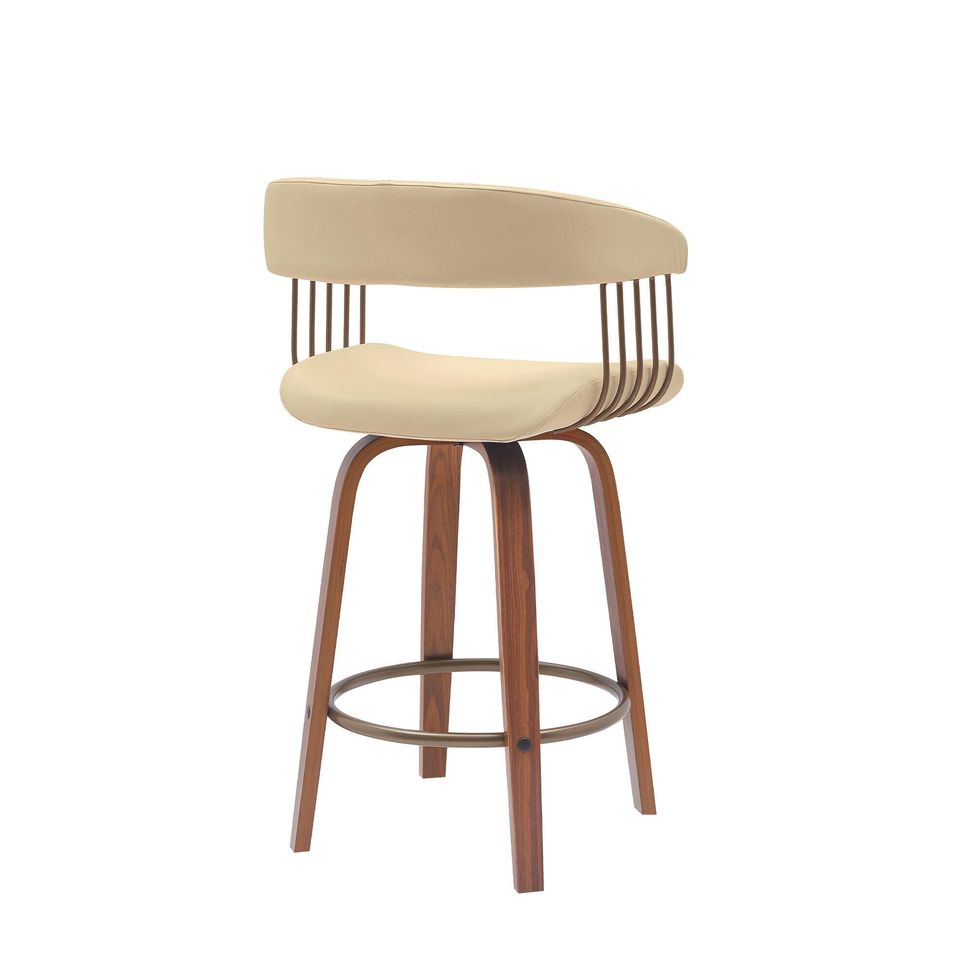 Topanga Swivel Counter Stool, Cream/Walnut/Bronze, large