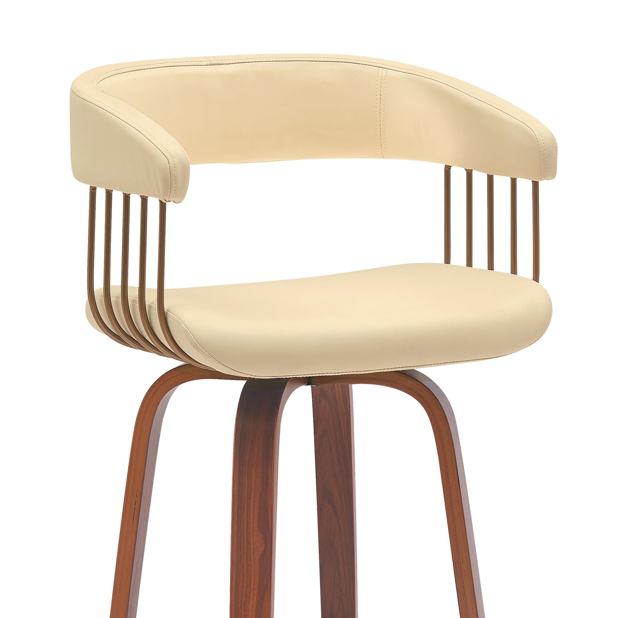 Topanga Swivel Counter Stool, Cream/Walnut/Bronze, large