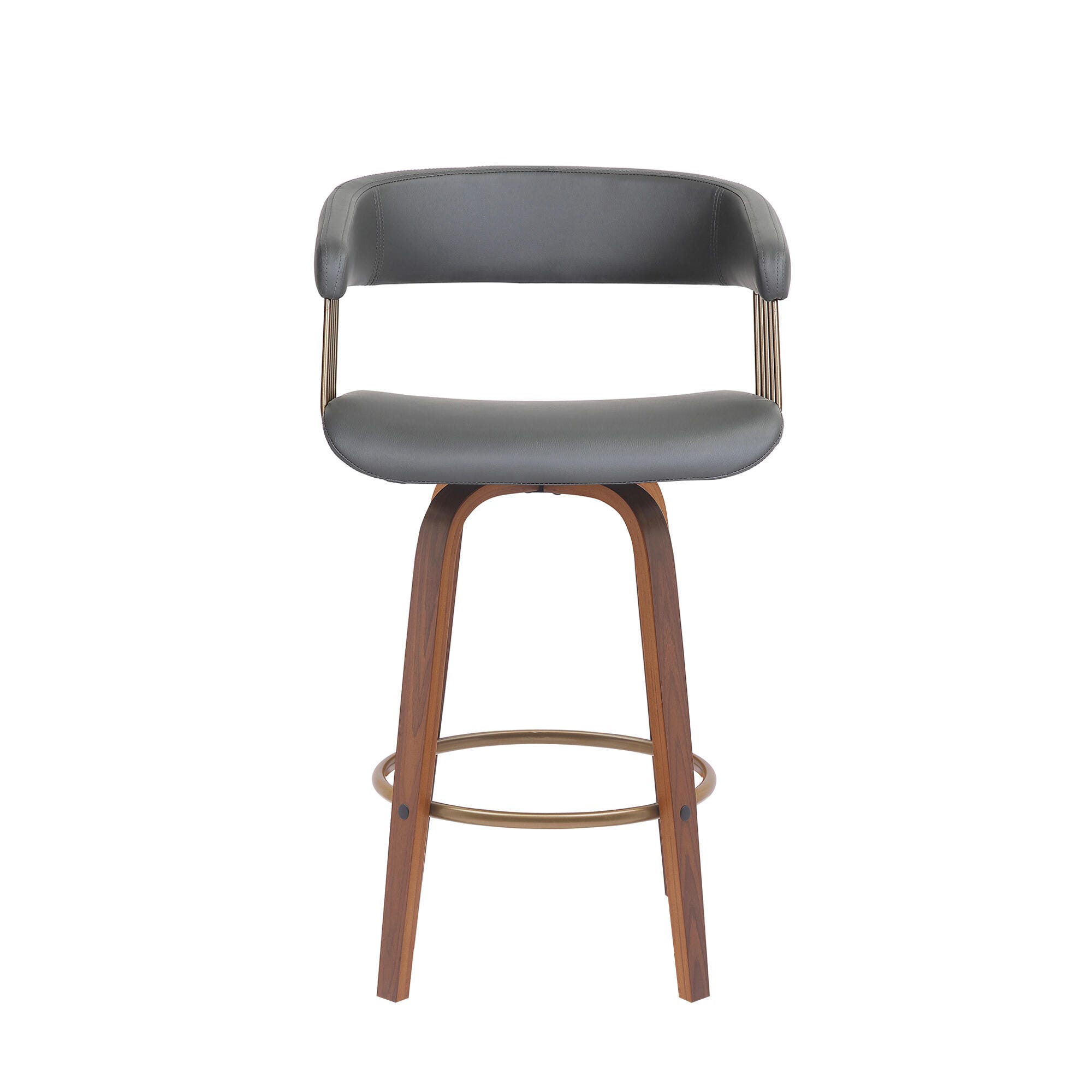 Topanga Swivel Counter Stool, Gray/Walnut/Bronze, large