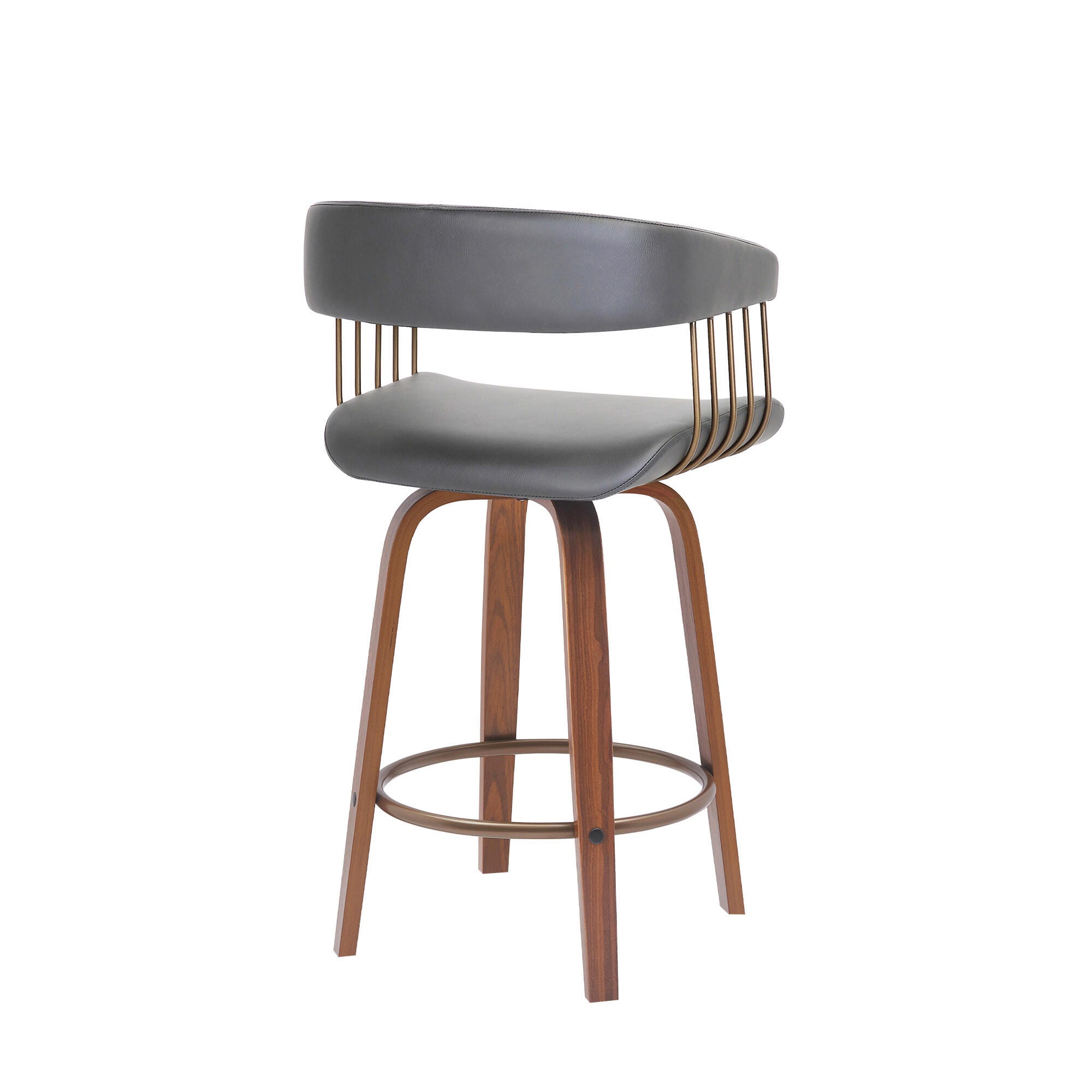 Topanga Swivel Counter Stool, Gray/Walnut/Bronze, large