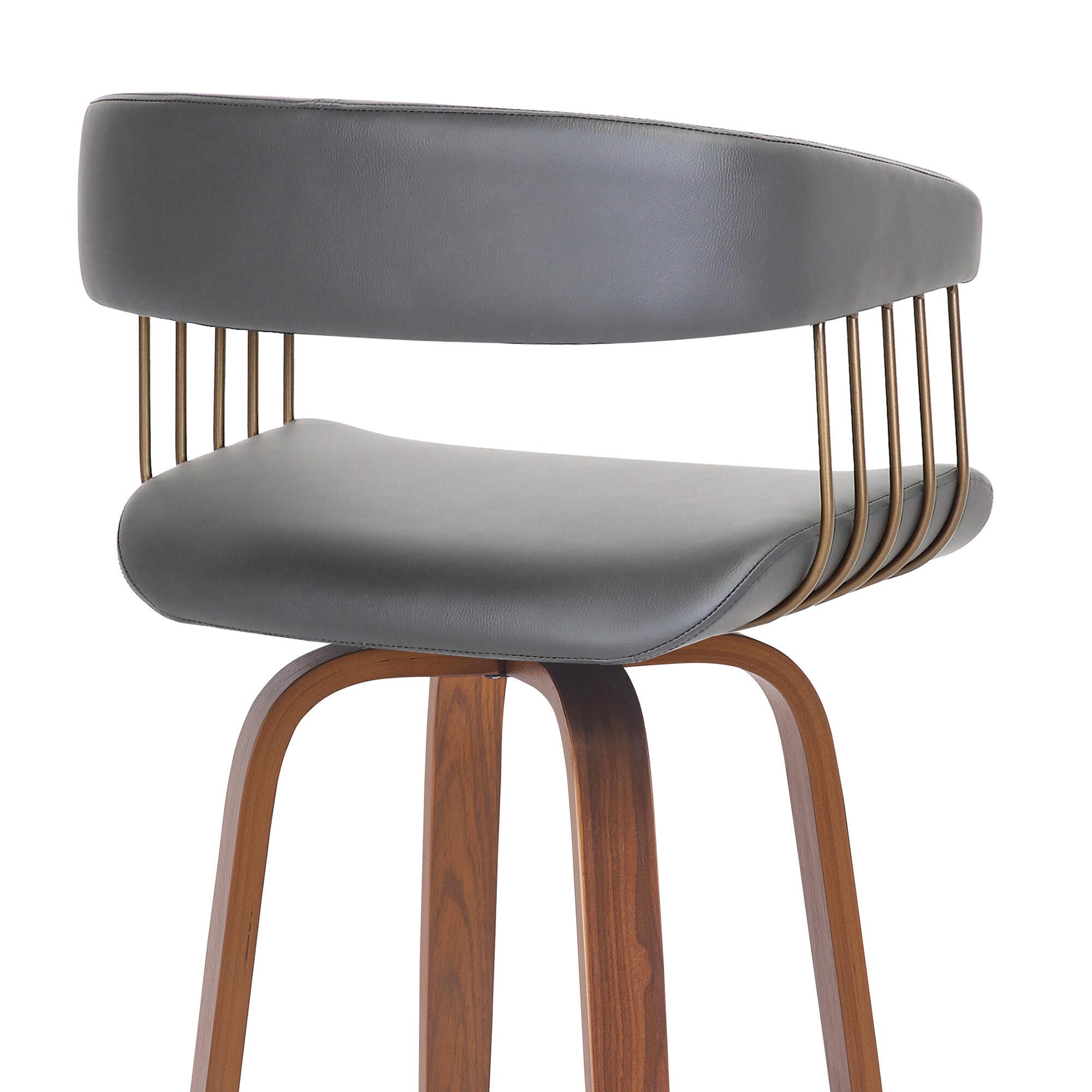 Topanga Swivel Counter Stool, Gray/Walnut/Bronze, large