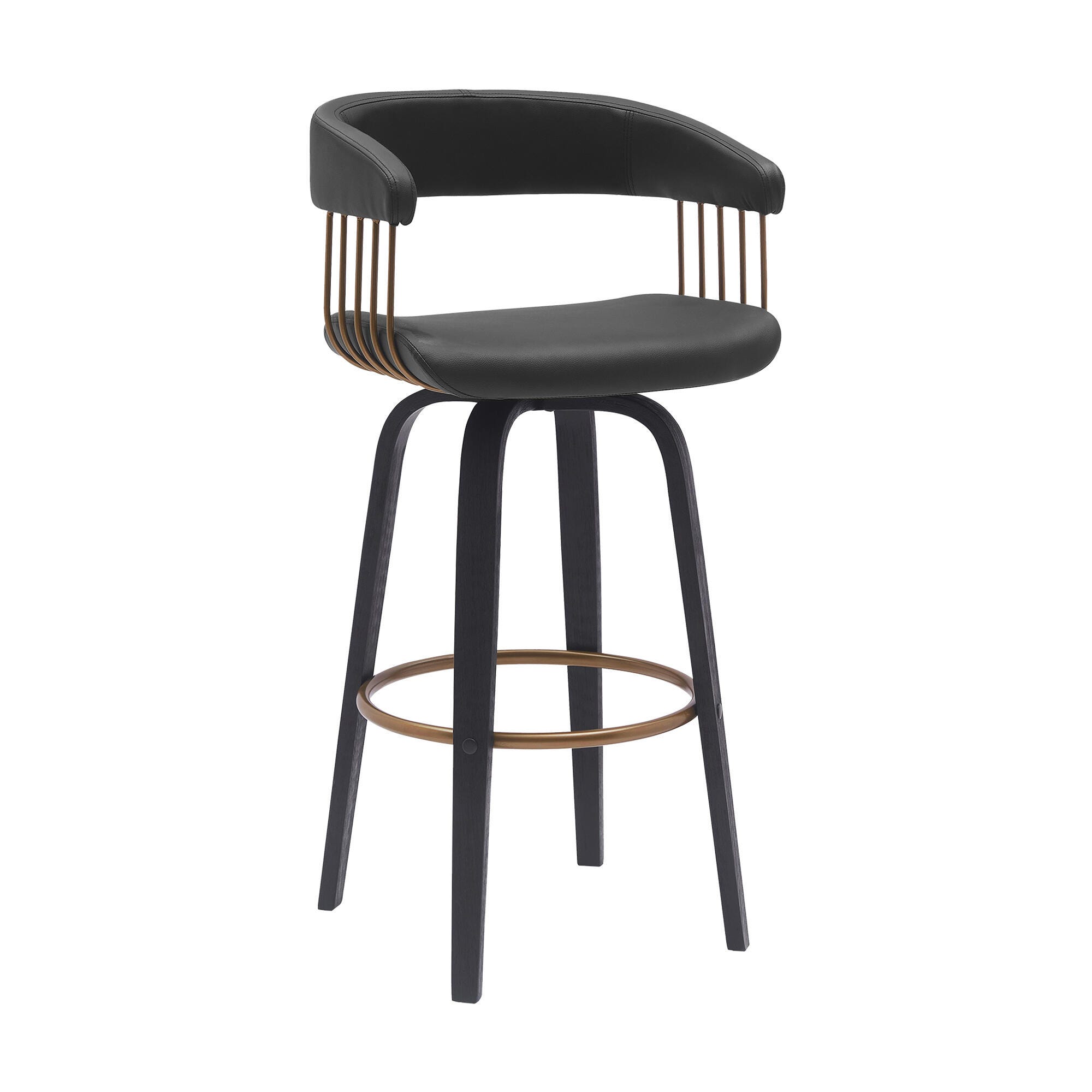 Topanga Swivel Bar Stool, Black/Bronze, large