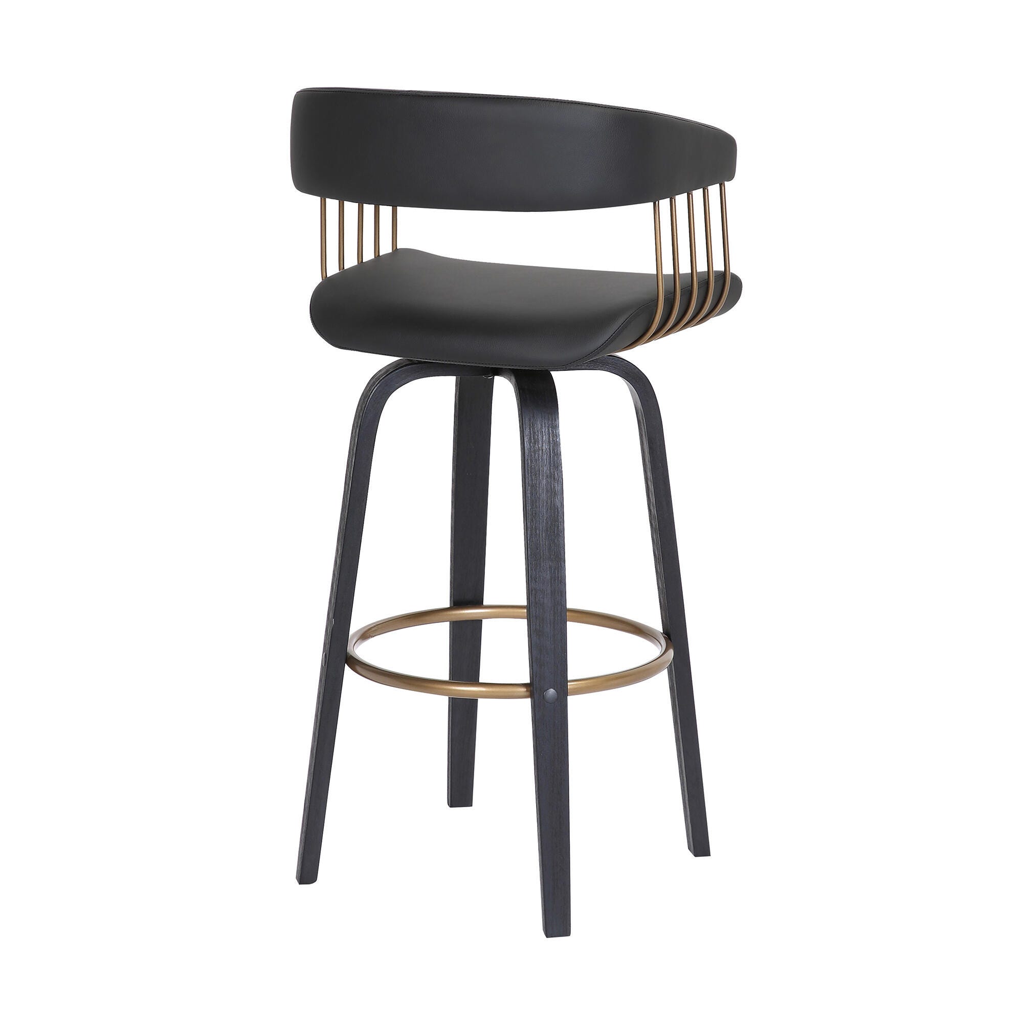 Topanga Swivel Bar Stool, Black/Bronze, large
