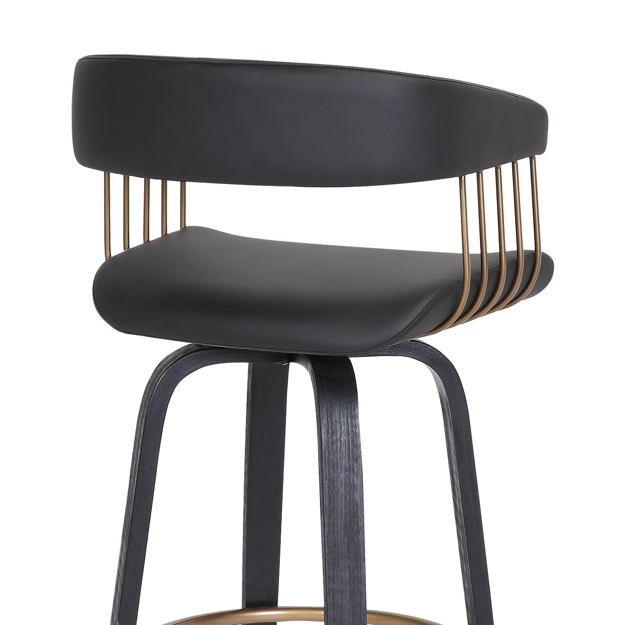 Topanga Swivel Bar Stool, Black/Bronze, large