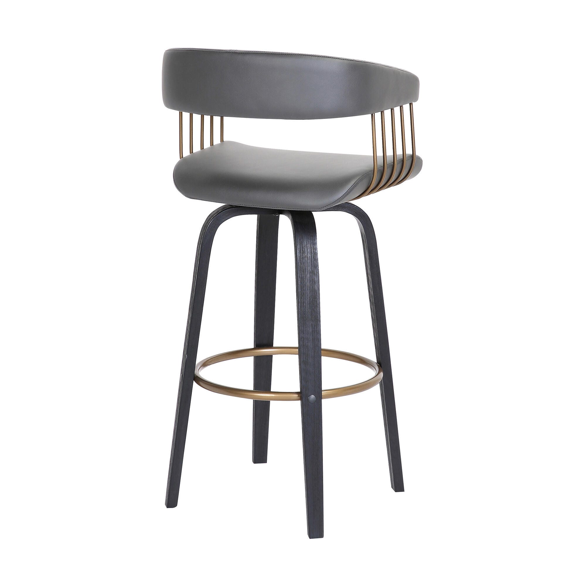 Topanga Swivel Bar Stool, Gray/Black/Bronze, large