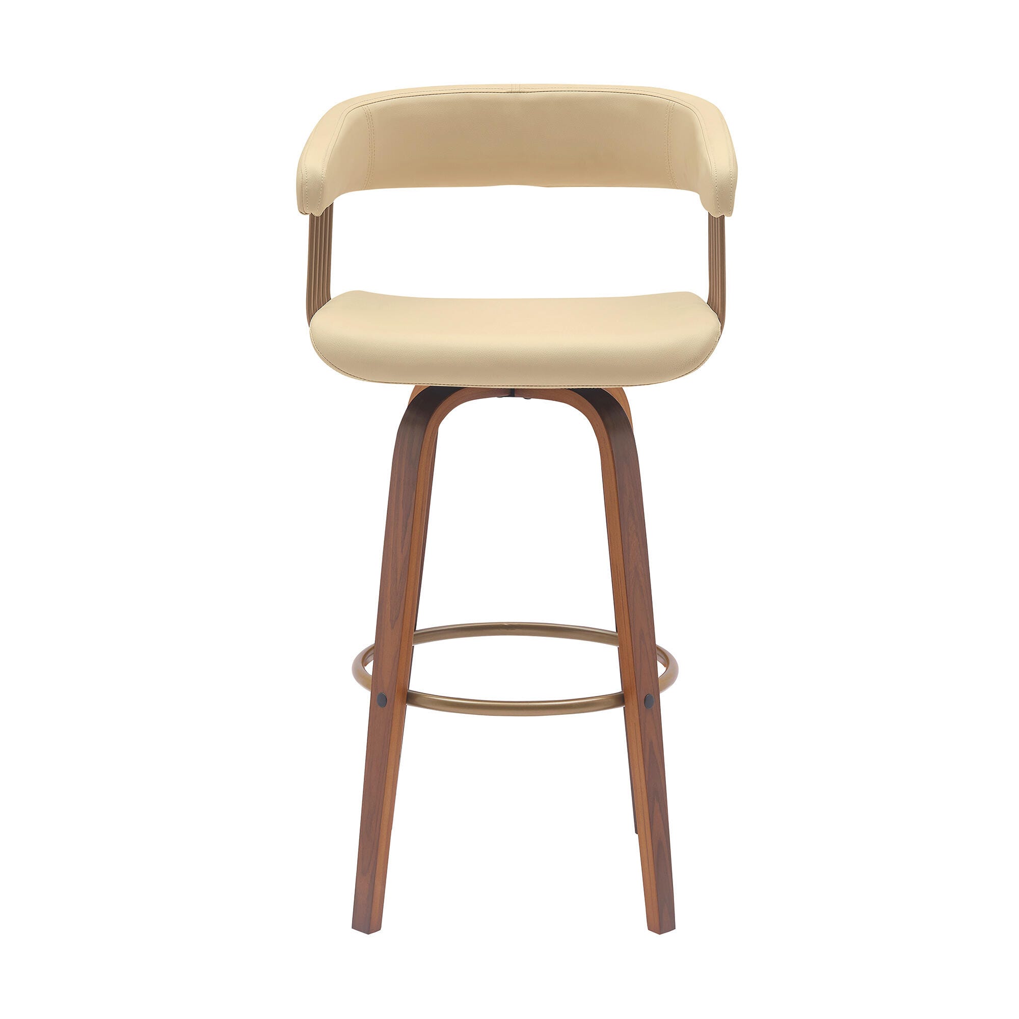 Topanga Swivel Bar Stool, Cream/Walnut/Bronze, large
