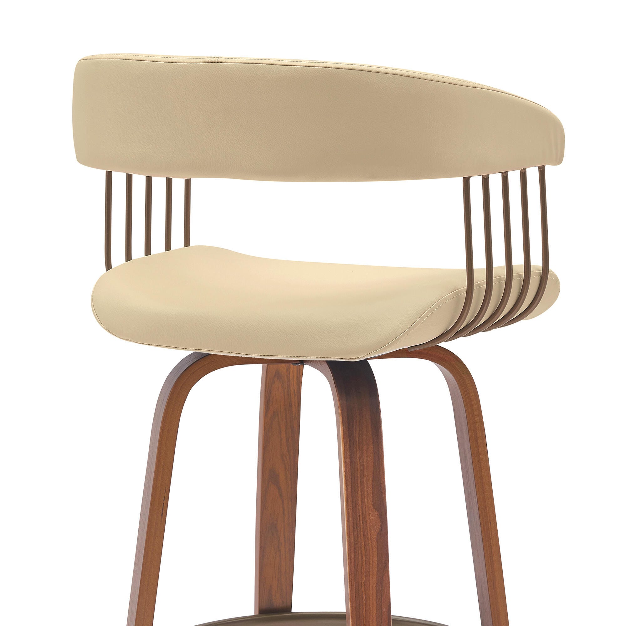 Topanga Swivel Bar Stool, Cream/Walnut/Bronze, large