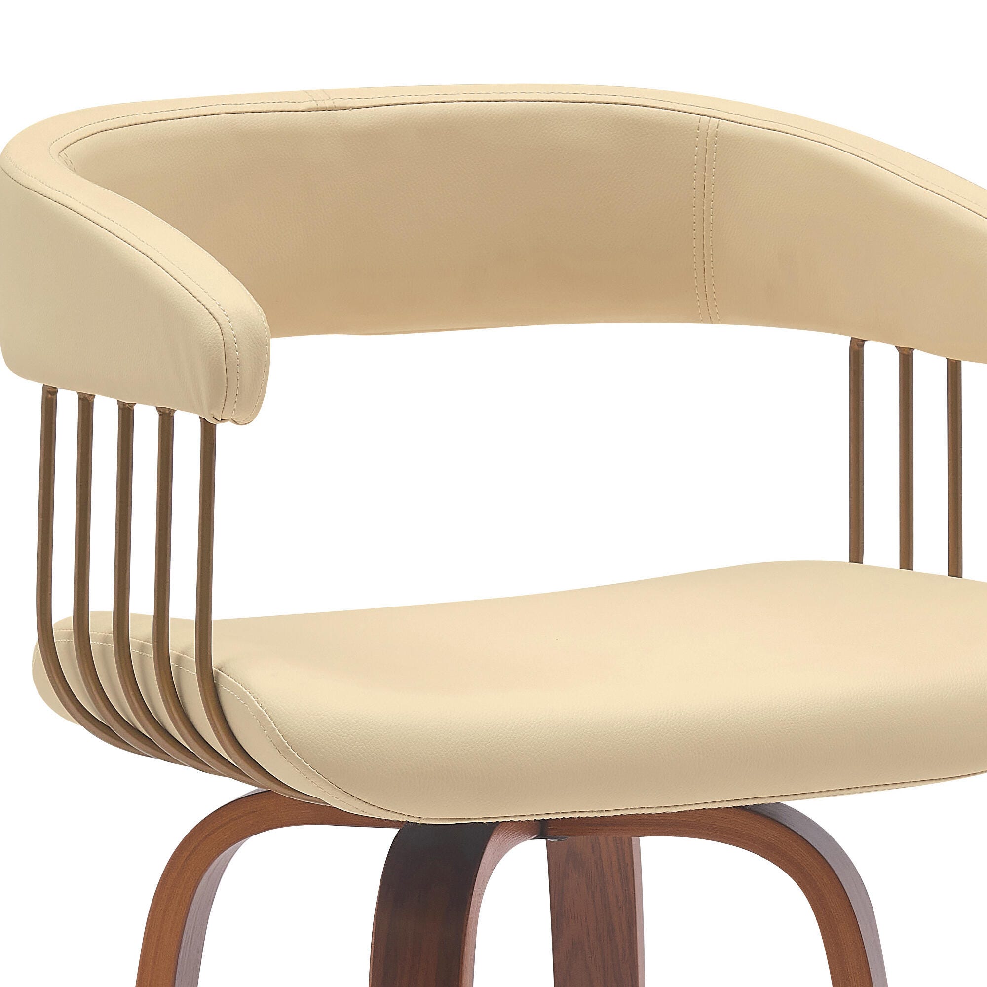 Topanga Swivel Bar Stool, Cream/Walnut/Bronze, large