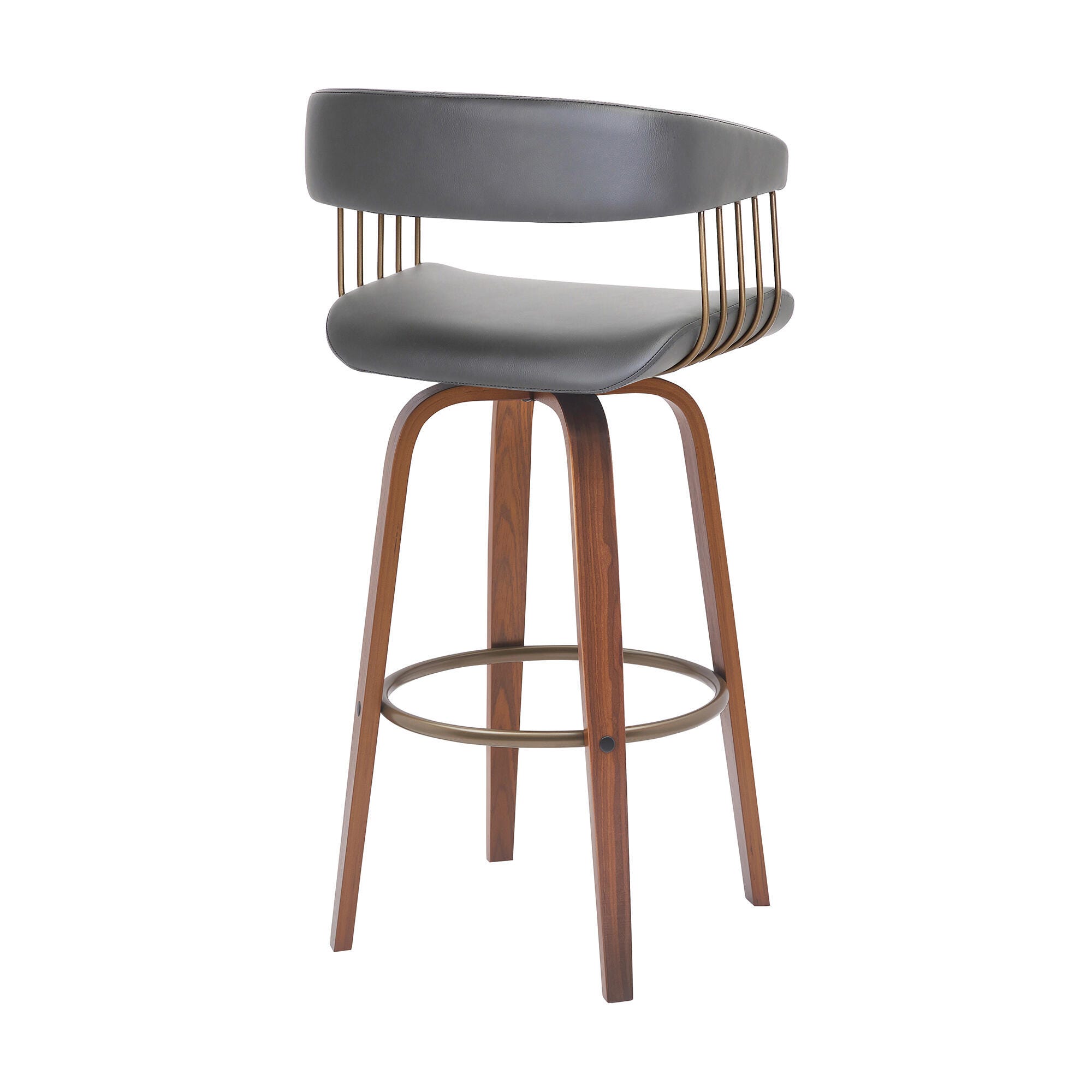 Topanga Swivel Bar Stool, Gray/Walnut/Bronze, large