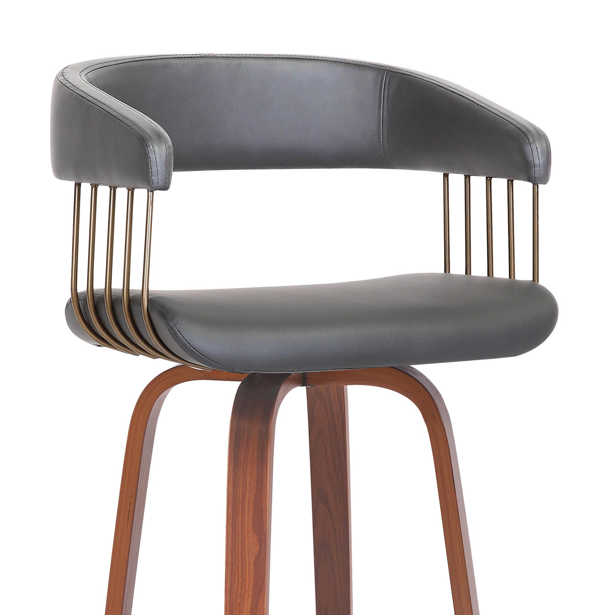 Topanga Swivel Bar Stool, Gray/Walnut/Bronze, large