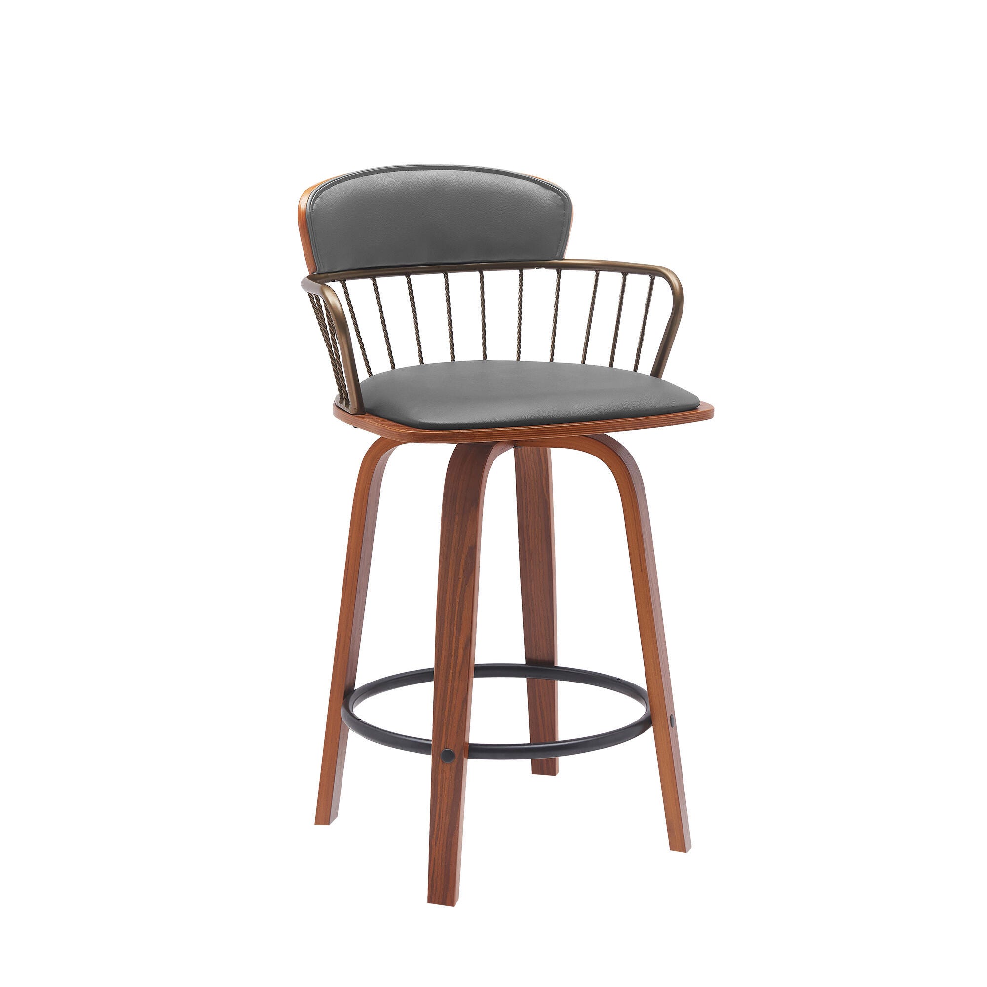 Willow Swivel Counter Stool, Gray/Walnut/Bronze, large