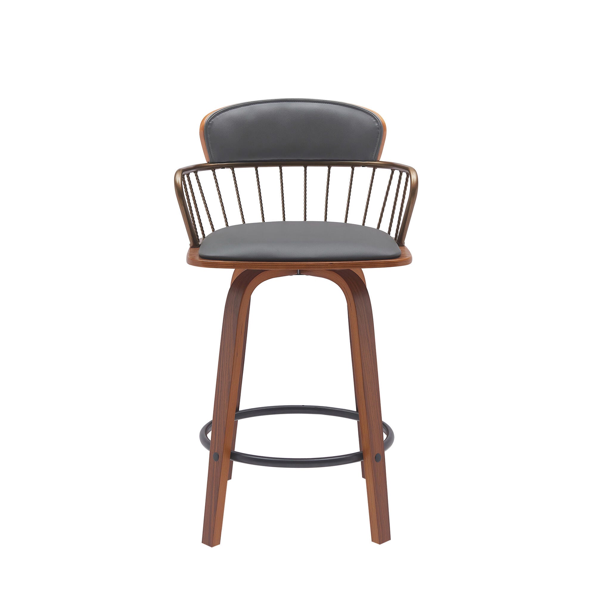 Willow Swivel Counter Stool, Gray/Walnut/Bronze, large