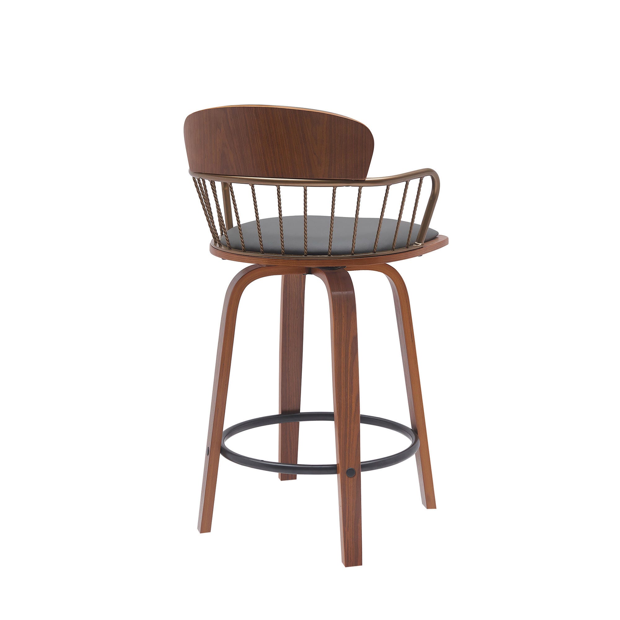 Willow Swivel Counter Stool, Gray/Walnut/Bronze, large