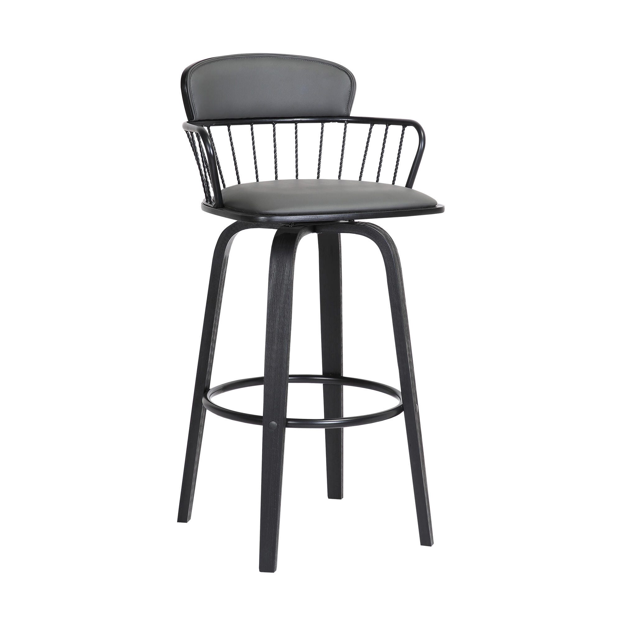 Willow Swivel Bar Stool, Gray/Black, large