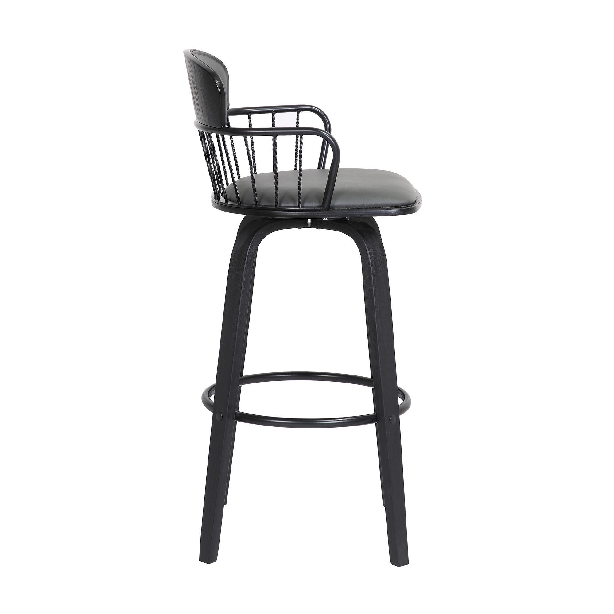 Willow Swivel Bar Stool, Gray/Black, large