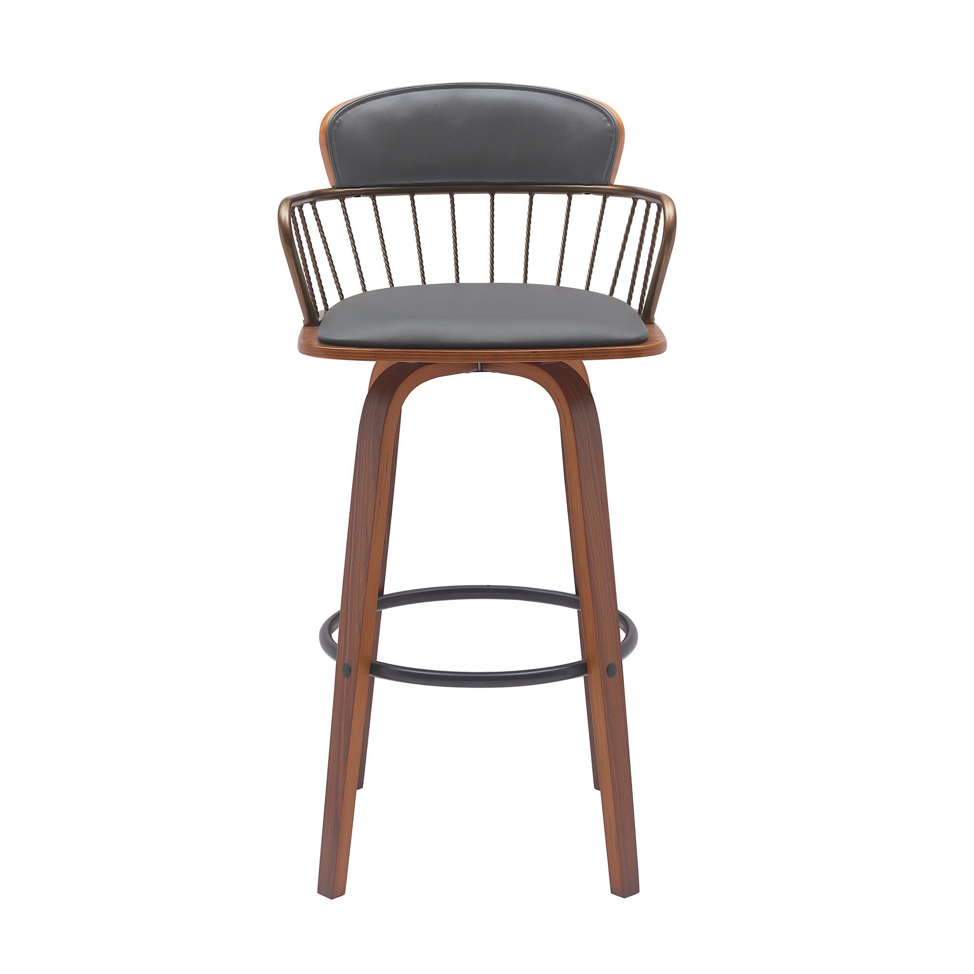 Willow Swivel Bar Stool, Gray/Walnut/Bronze, large