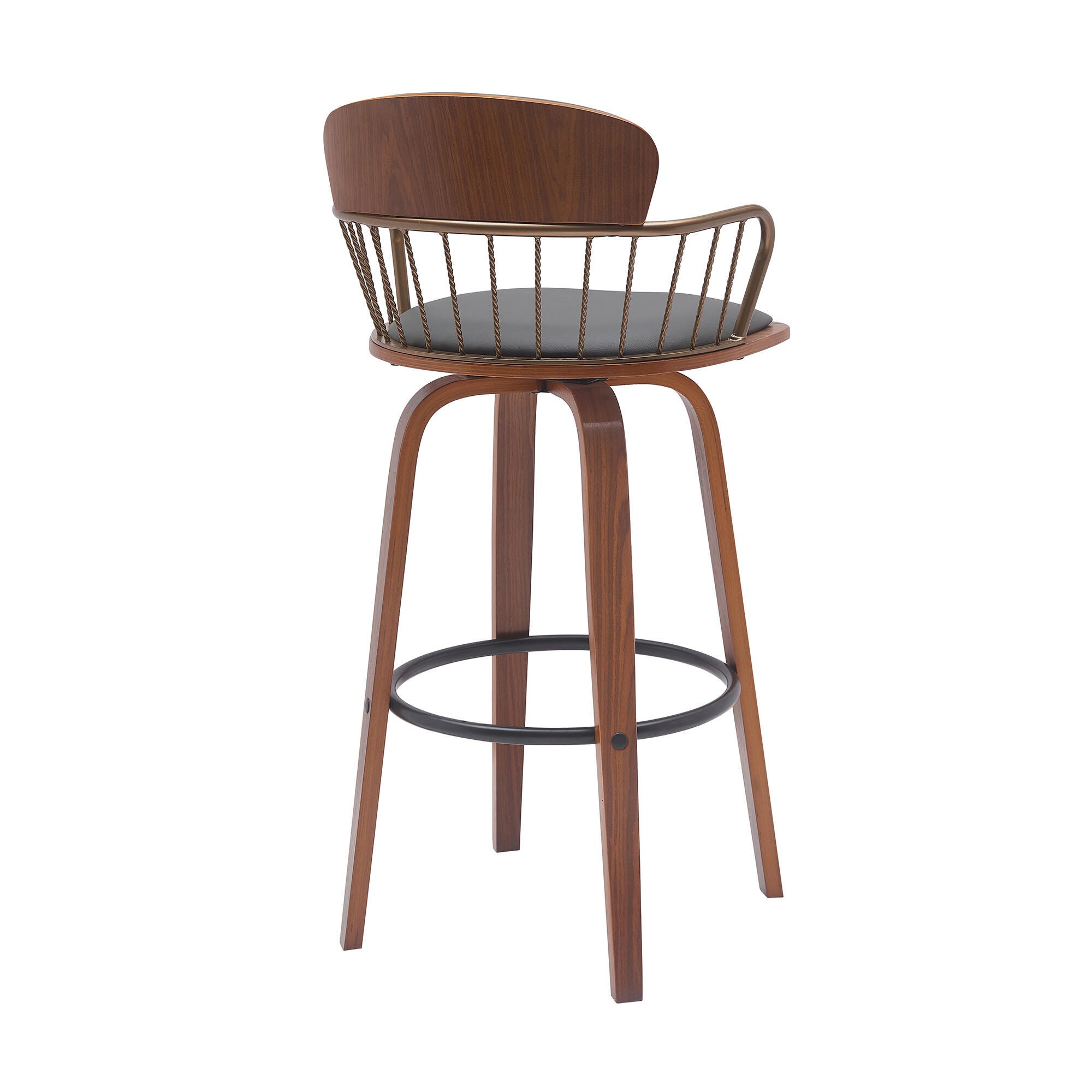 Willow Swivel Bar Stool, Gray/Walnut/Bronze, large