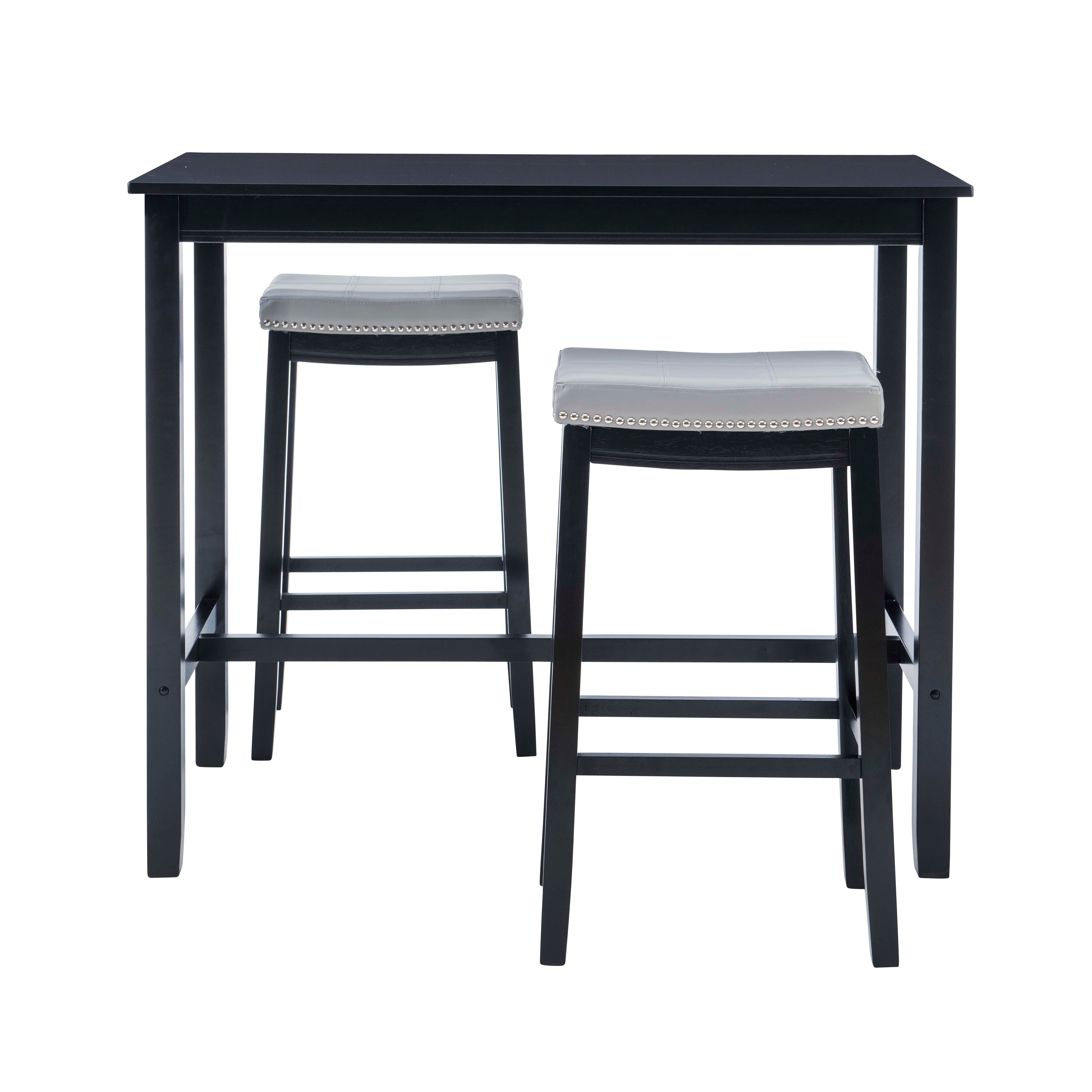 Linon Claridge Three Piece Bar Set, Gray, large