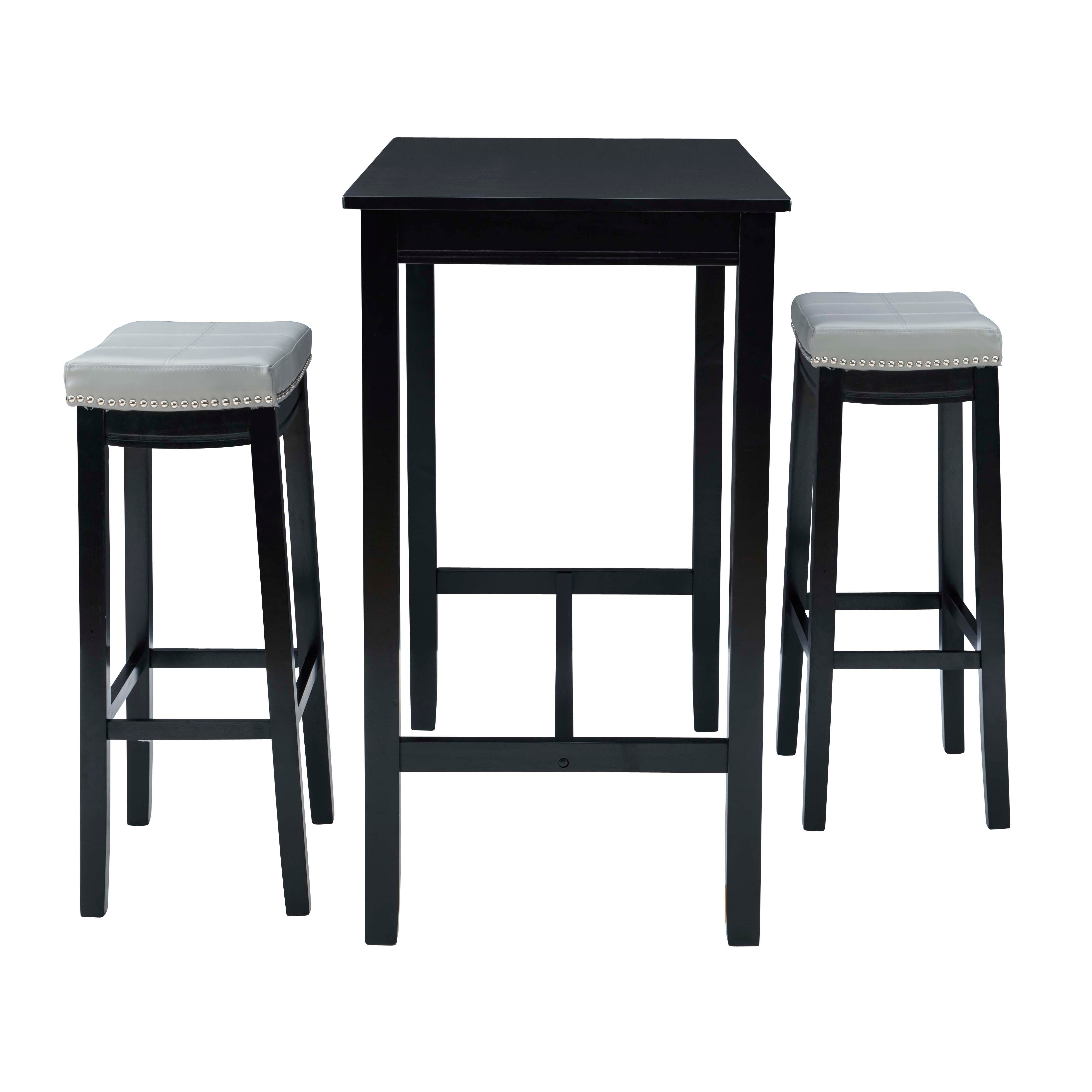 Linon Claridge Three Piece Bar Set, Gray, large