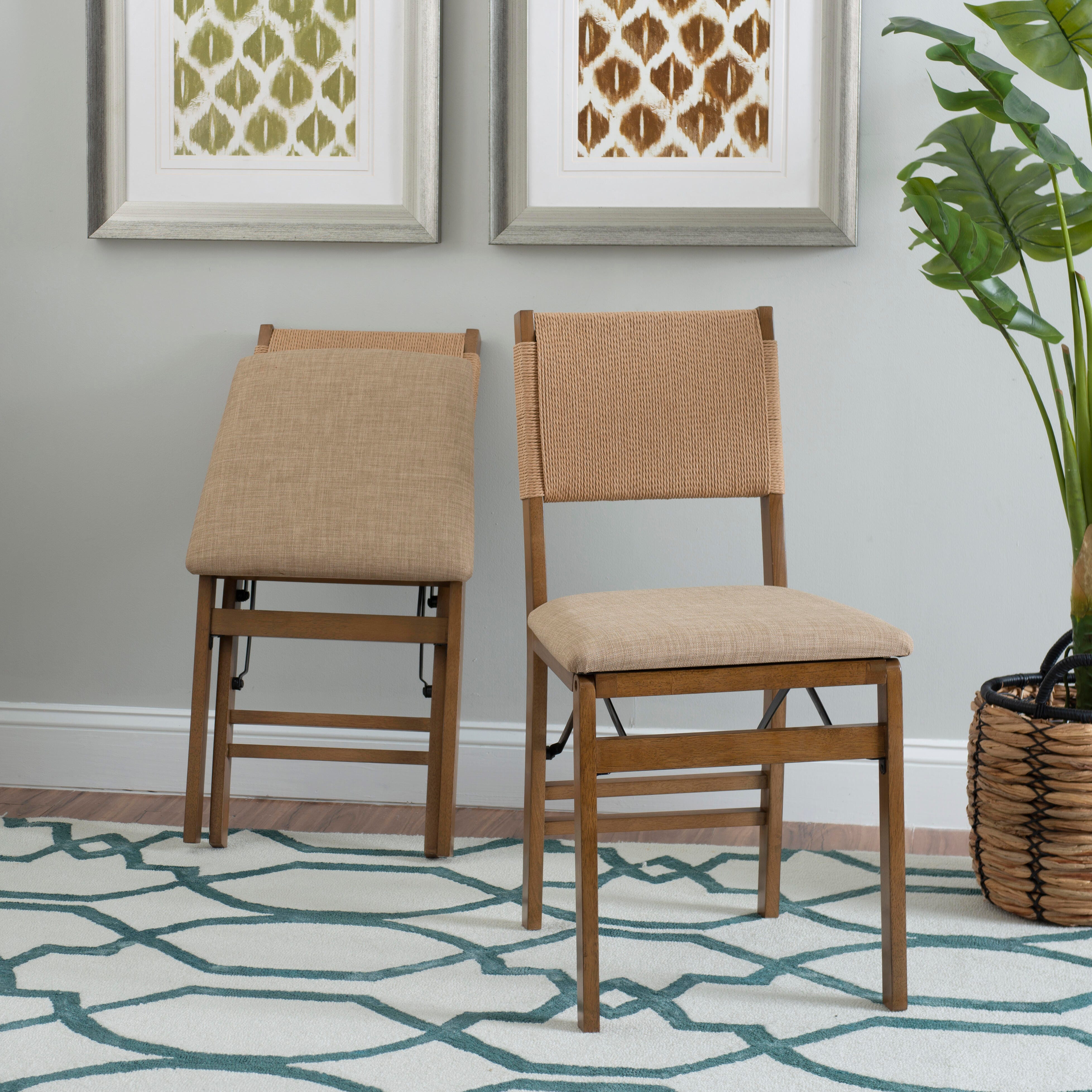 Linon Hutch Rope Folding Chair, Natural, large