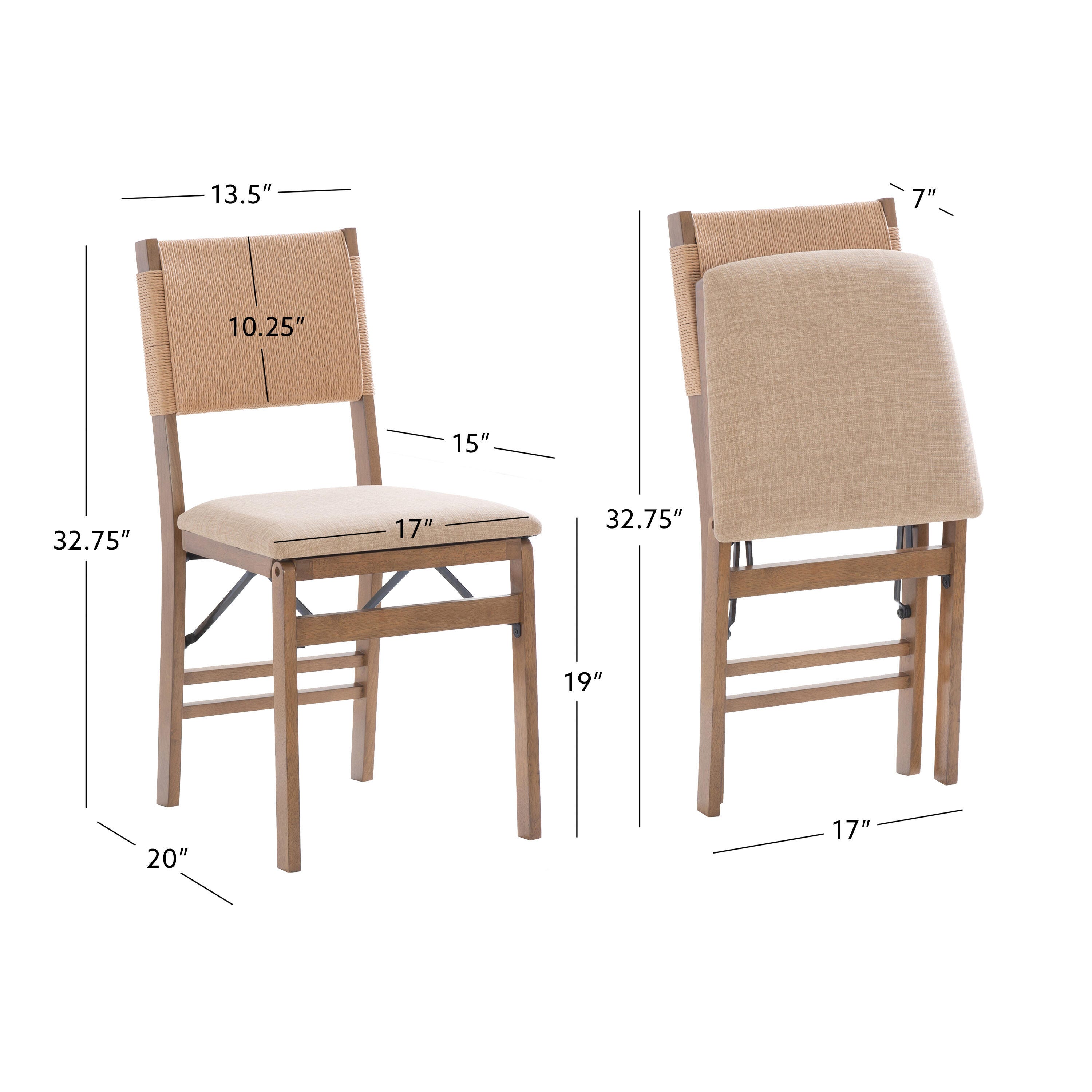 Linon Hutch Rope Folding Chair, Natural, large