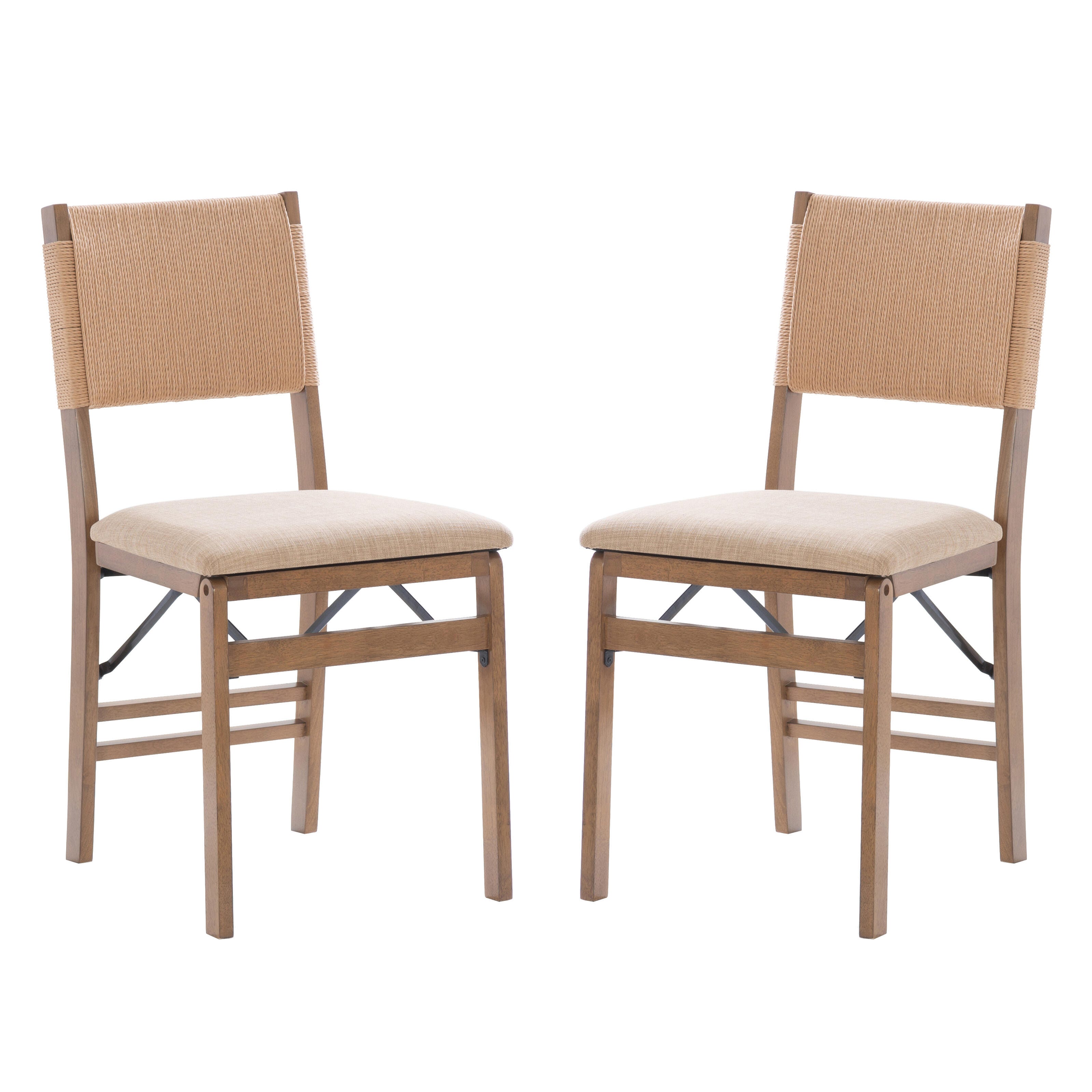 Linon Hutch Rope Folding Chair, Natural, large